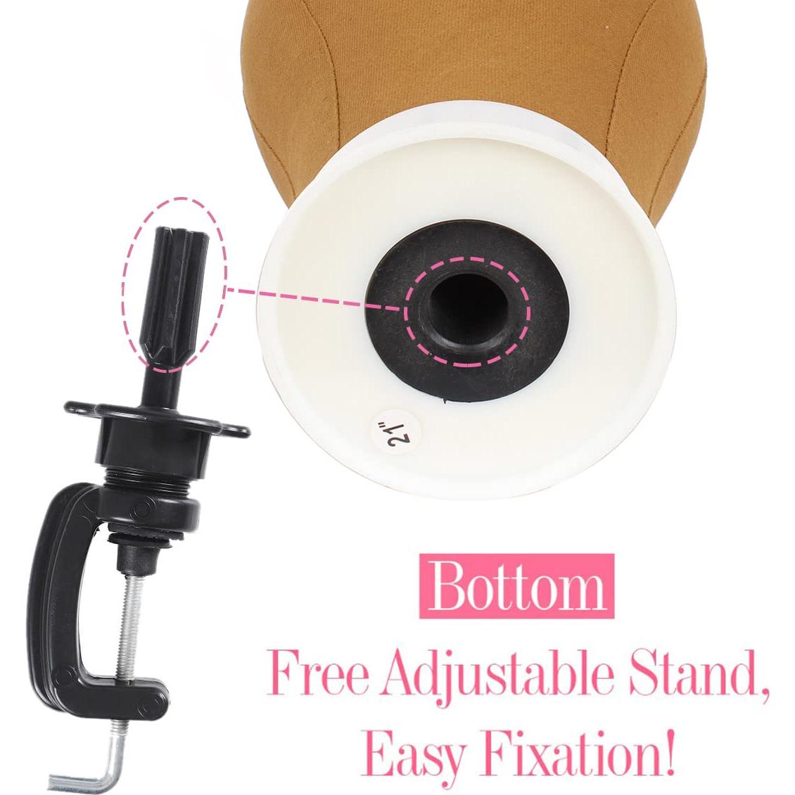 Cabeza de Peluca Leeven 21-24" Marrón con Soporte y T-Pins