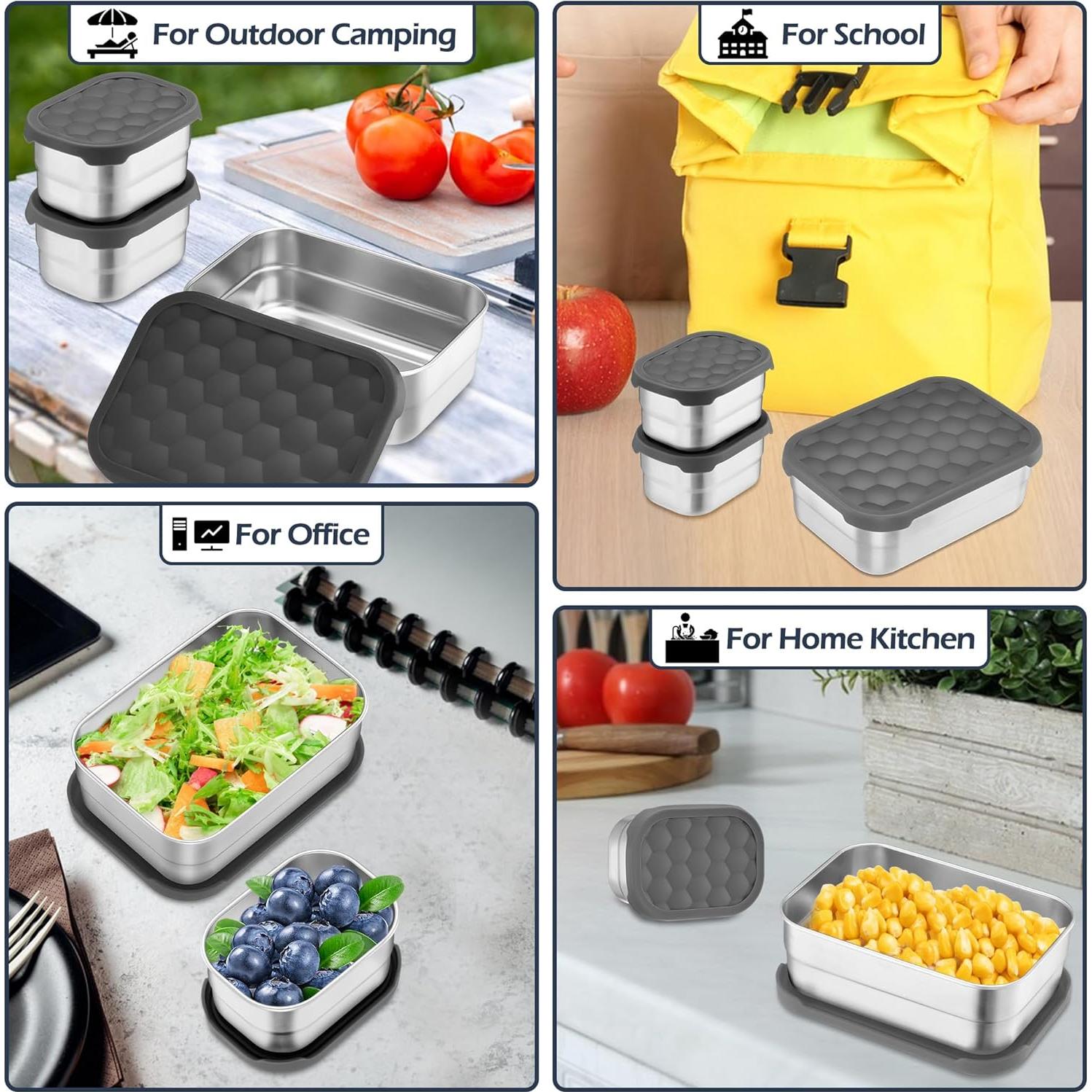 Contenedores de Almuerzo E-far Acero Inoxidable 3 Piezas 720ml