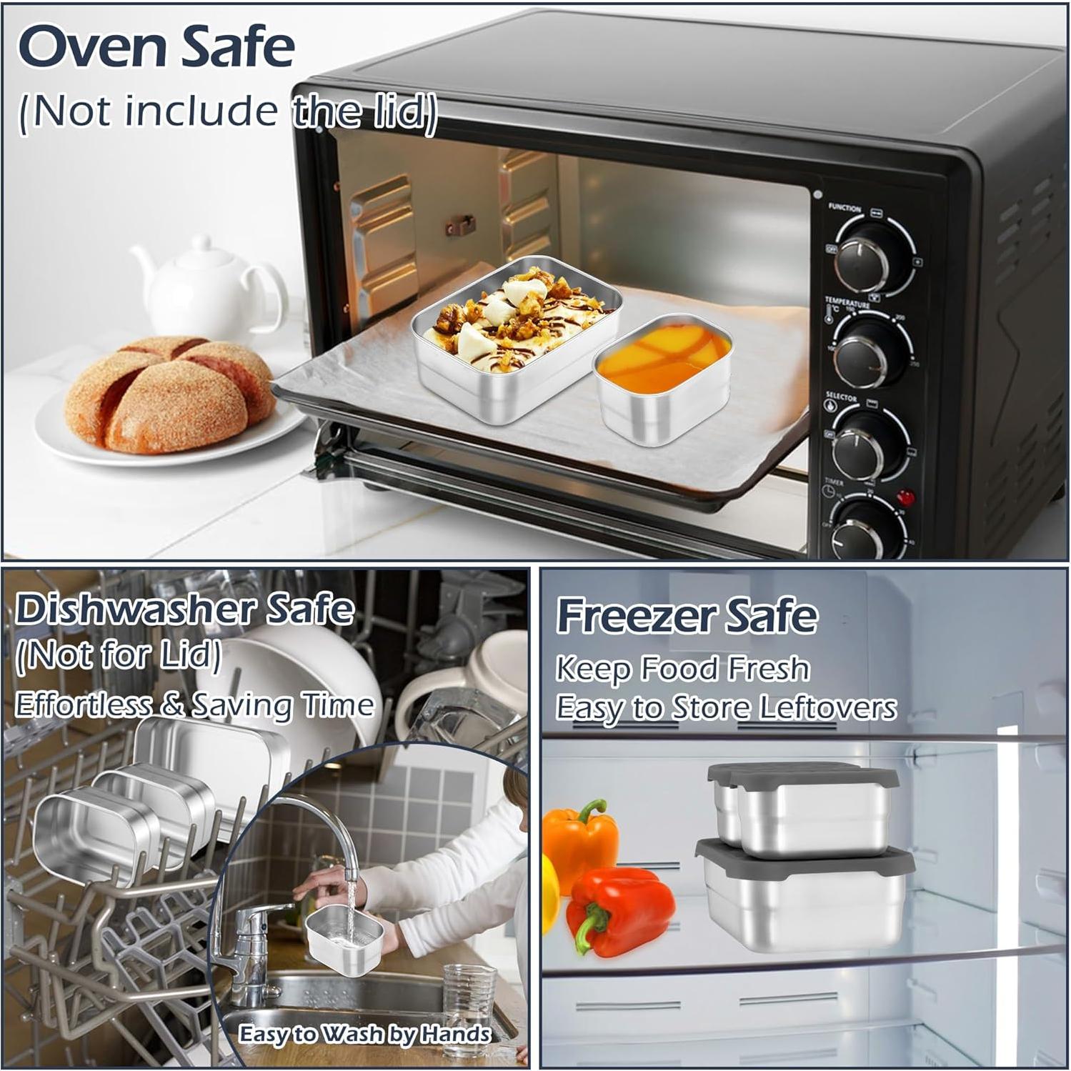 Contenedores de Almuerzo E-far Acero Inoxidable 3 Piezas 720ml