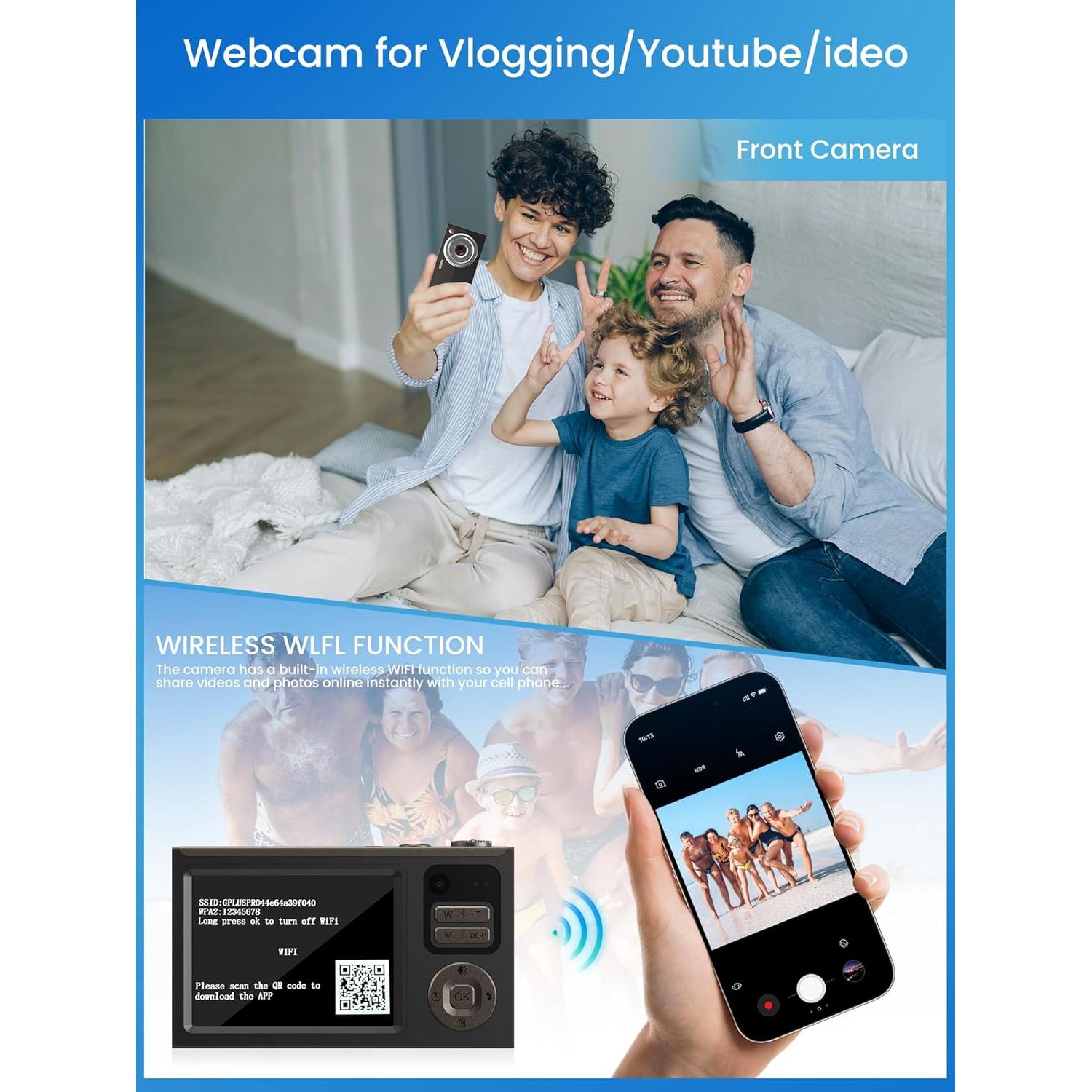 Cámara Digital Ocakuiter Z19 4K 68MP Compacta para Niños