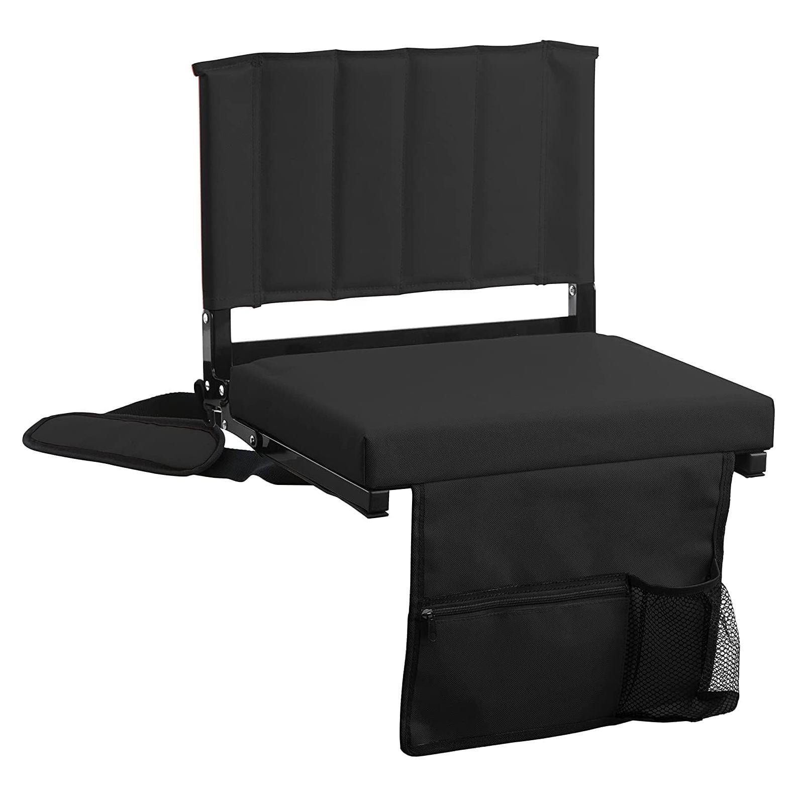 Asiento de Estadio Increíble por Menos Plegable Negro con Cojín