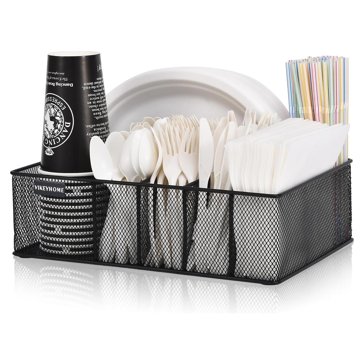 Organizador de Platos de Papel VIKEYHOME 6 Compartimentos Negro