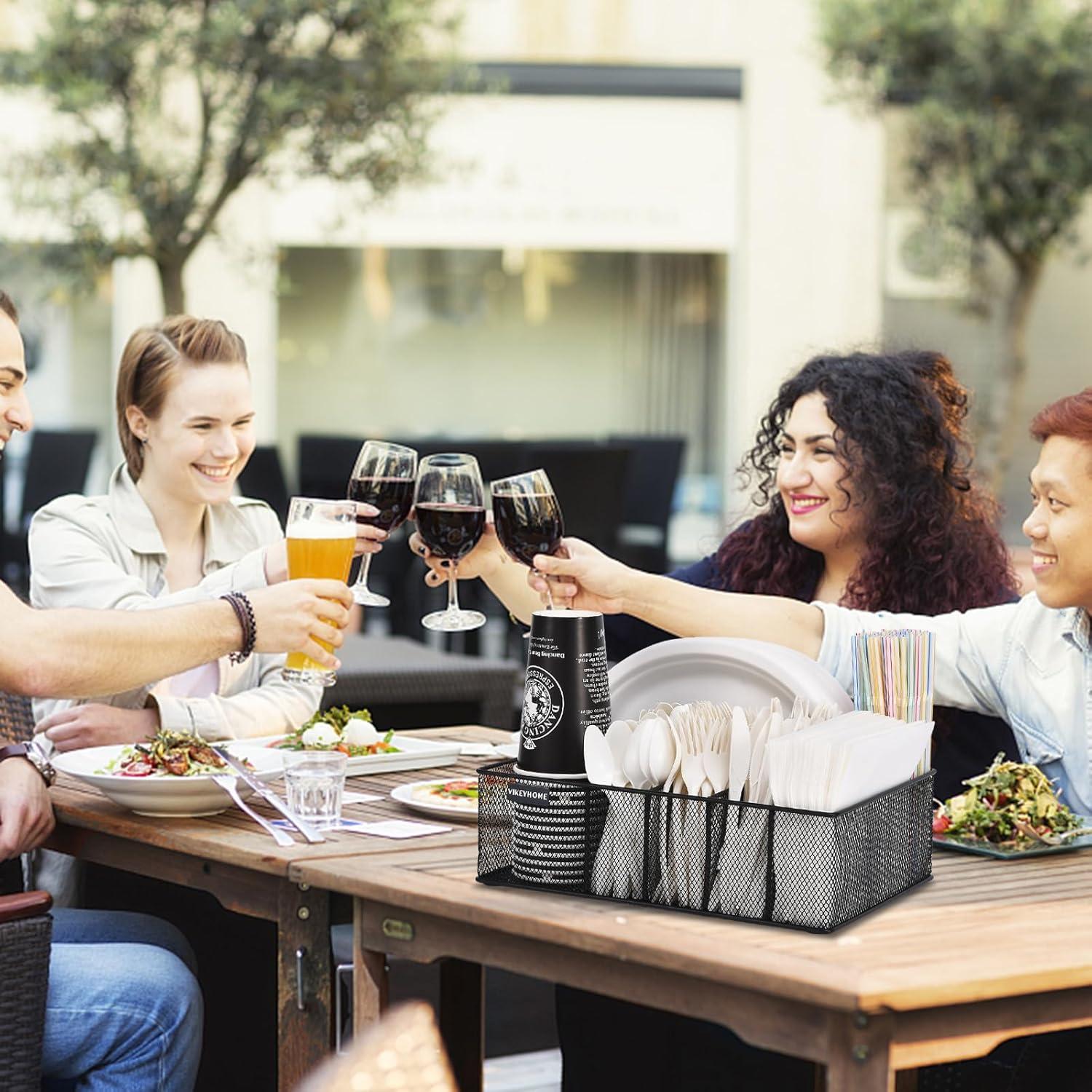 Organizador de Platos de Papel VIKEYHOME 6 Compartimentos Negro