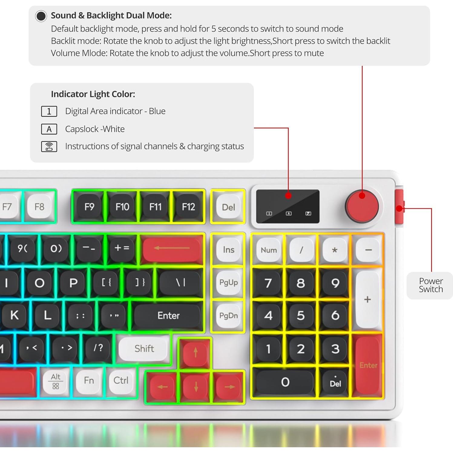 Teclado Gaming Inalámbrico Fogruaden 96% RGB con Teclado Numérico