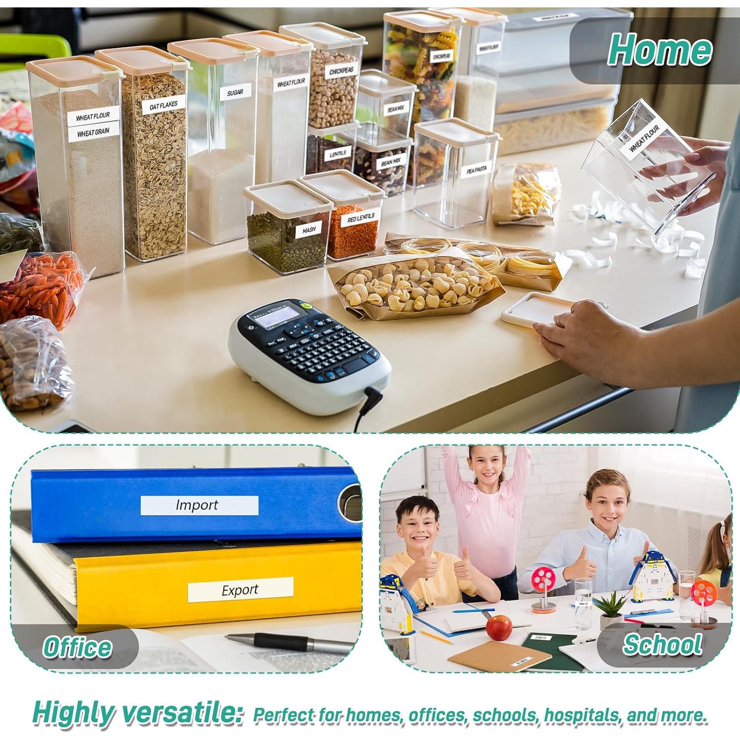 Cinta de Etiqueta Cruxer 12mm Negra sobre Blanca - 5 Paquete