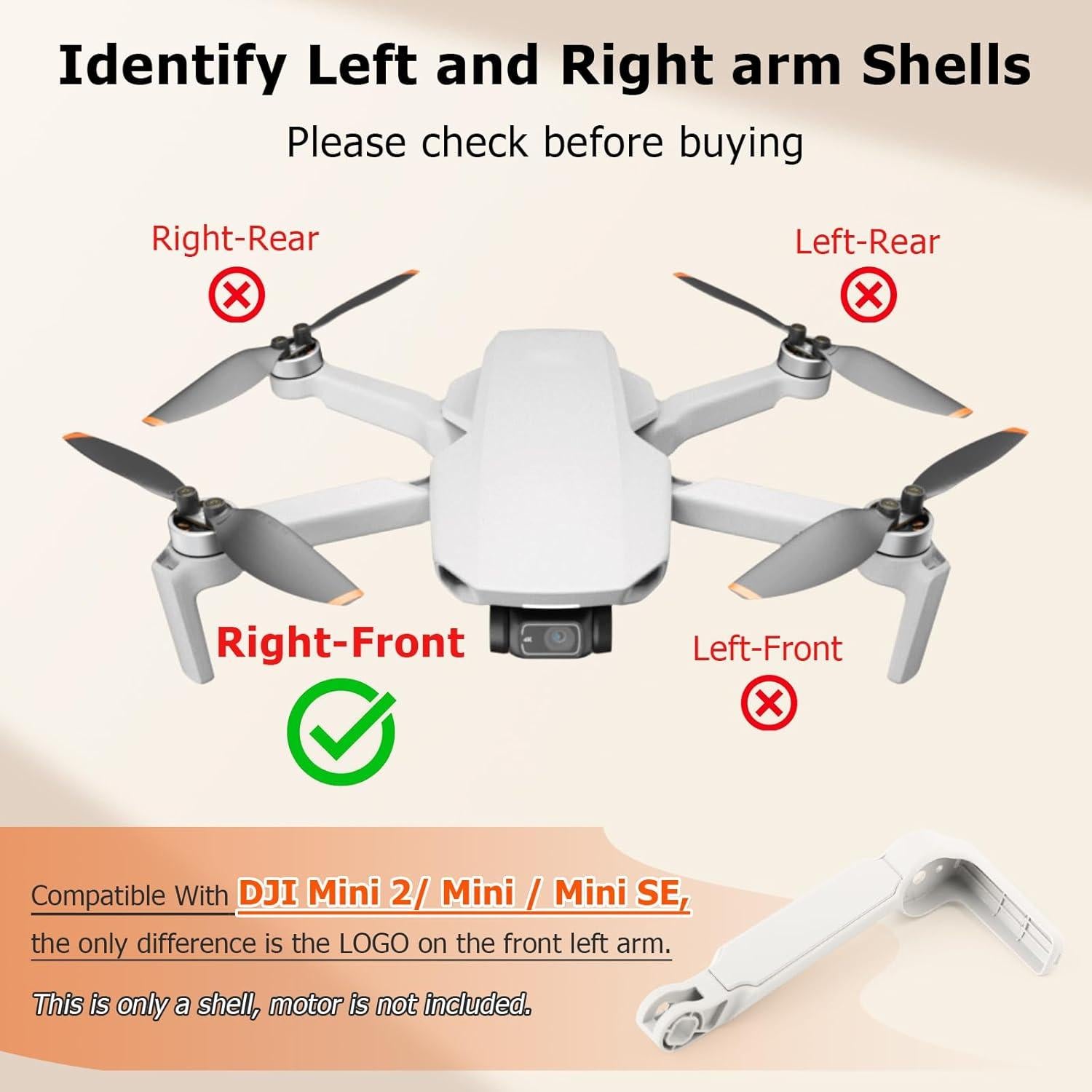 Cubierta de brazo DJI Mavic Mini 2 HBIHGHHONG Frontal Derecha