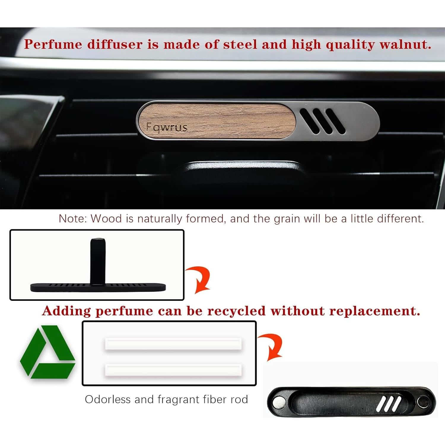 Clip de Ventilación para Ambientador de Coche Fqwrus - Metal y Madera