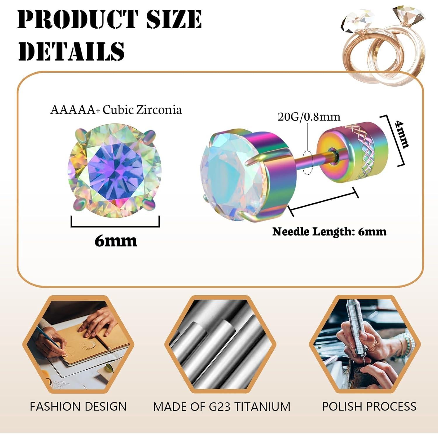 Pendientes de Titanio Puro Hopply G23 Hipoalergénicos 20G