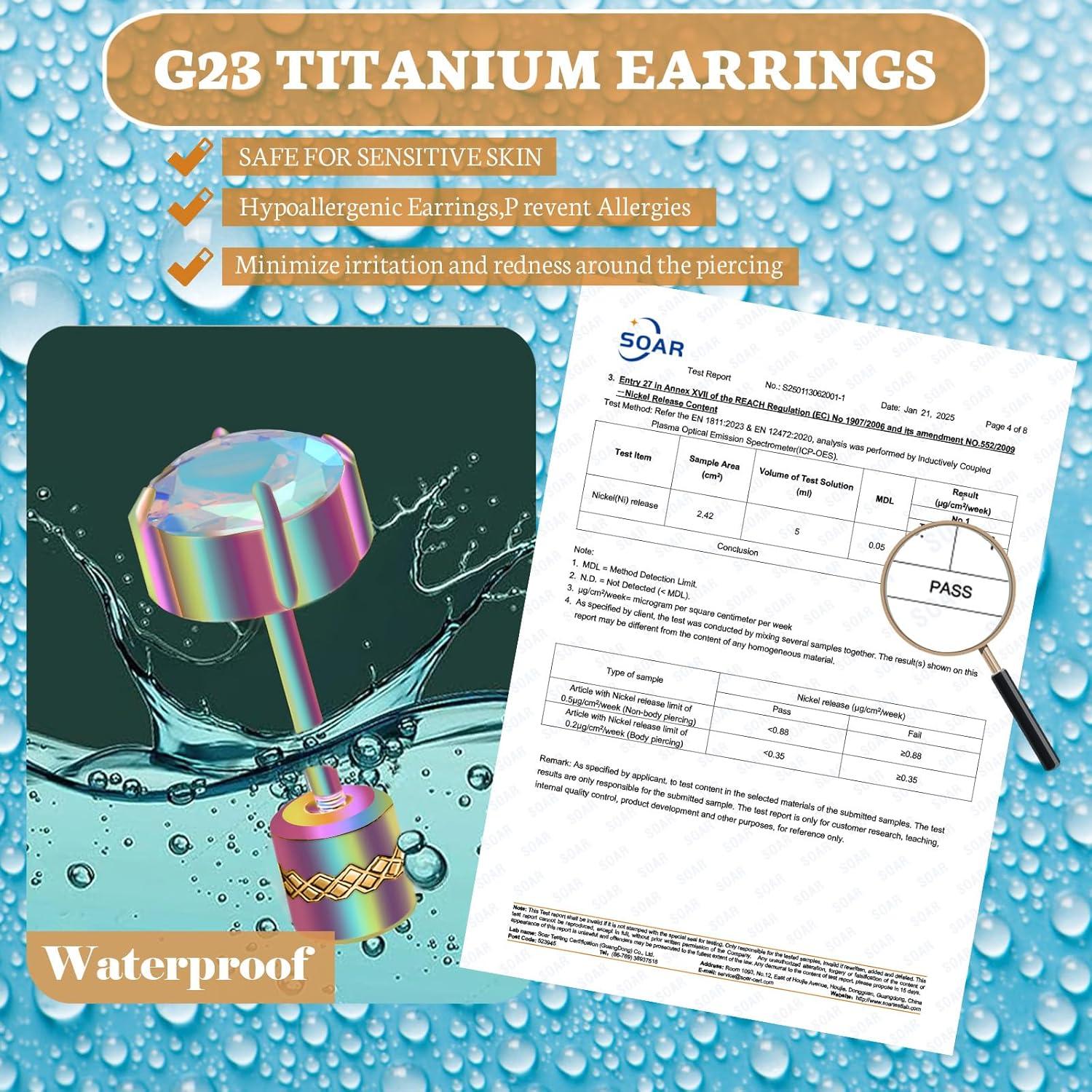 Pendientes de Titanio Puro Hopply G23 Hipoalergénicos 20G