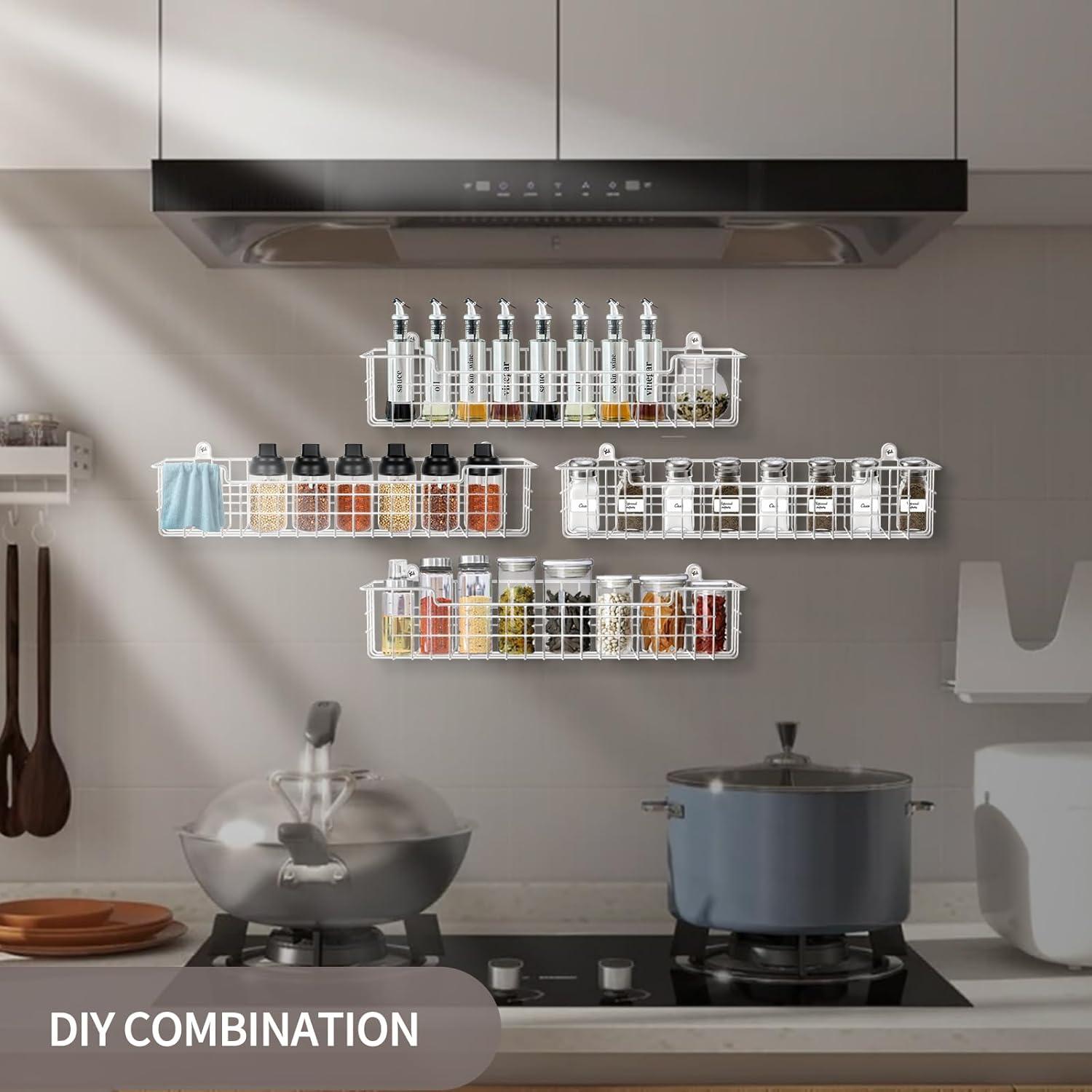 Estante de Especias Montado en Pared GUUKAR 4 Paquetes Plata