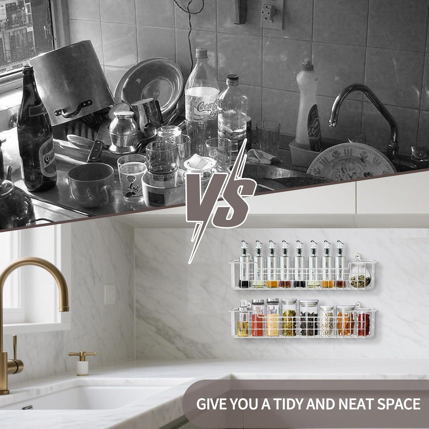 Estante de Especias Montado en Pared GUUKAR 4 Paquetes Plata