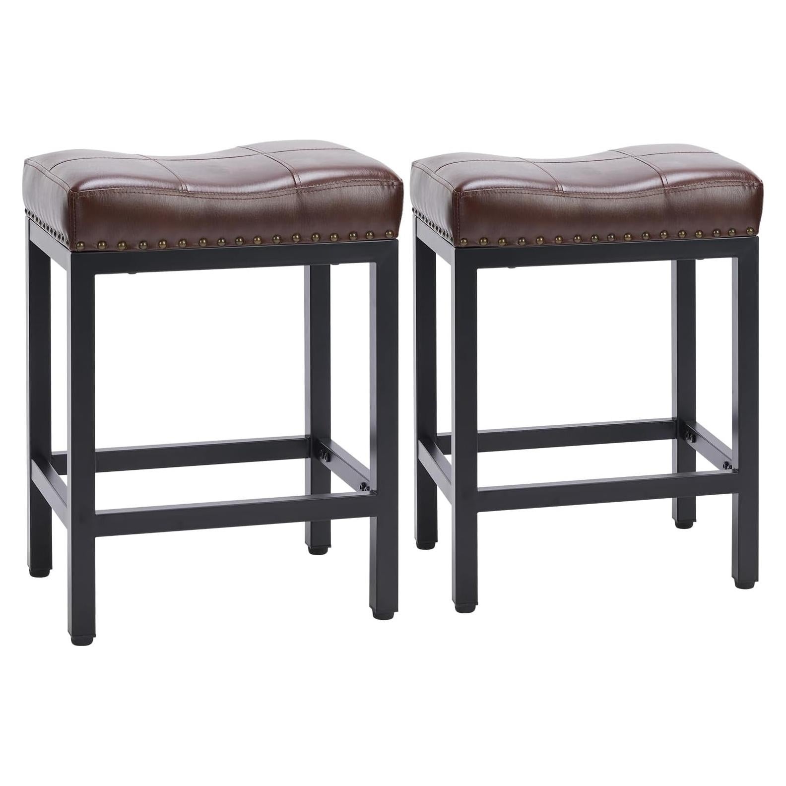 Conjunto de 2 Taburetes de Bar Sweetcrispy 61 cm Cuero PU