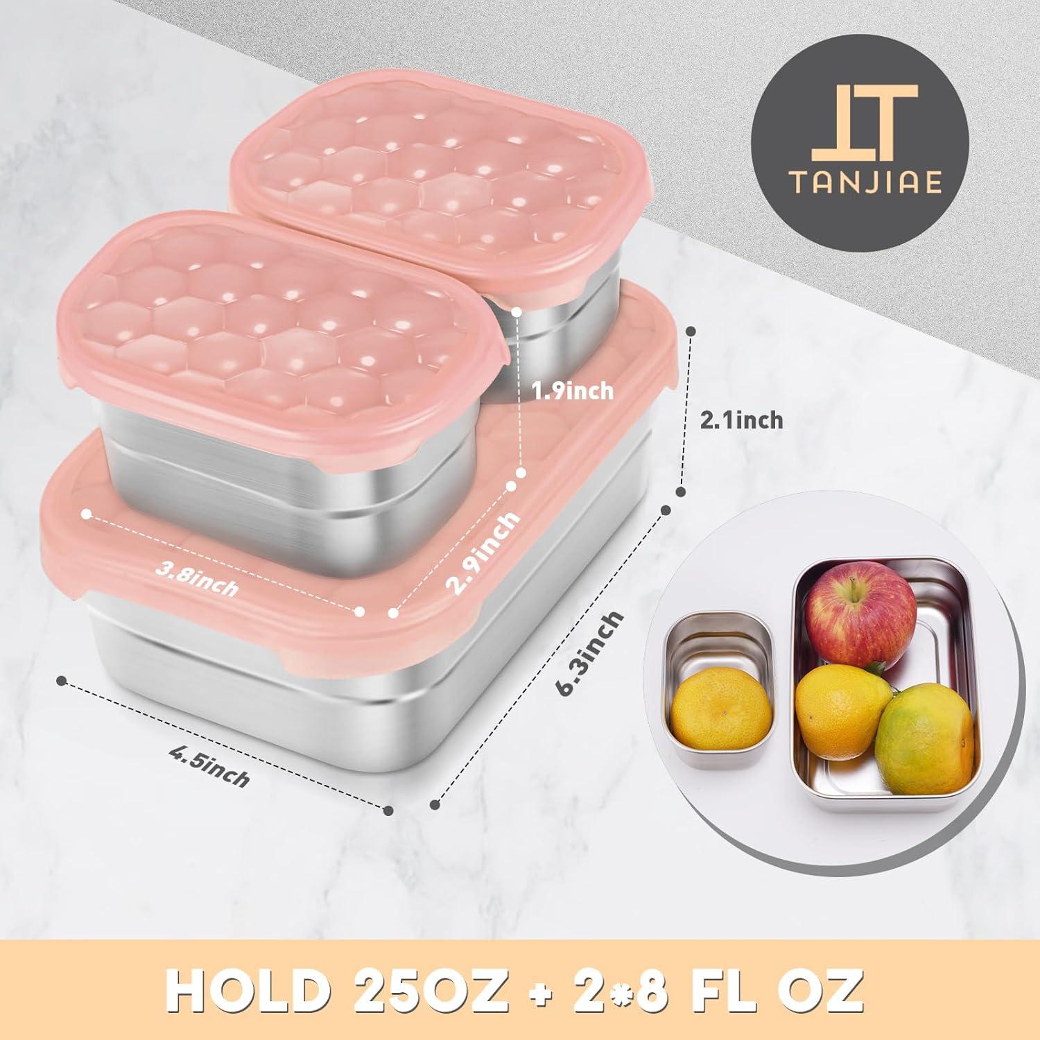 Contenedores de Almuerzo Tanjiae Acero Inoxidable 3 en 1 25oz