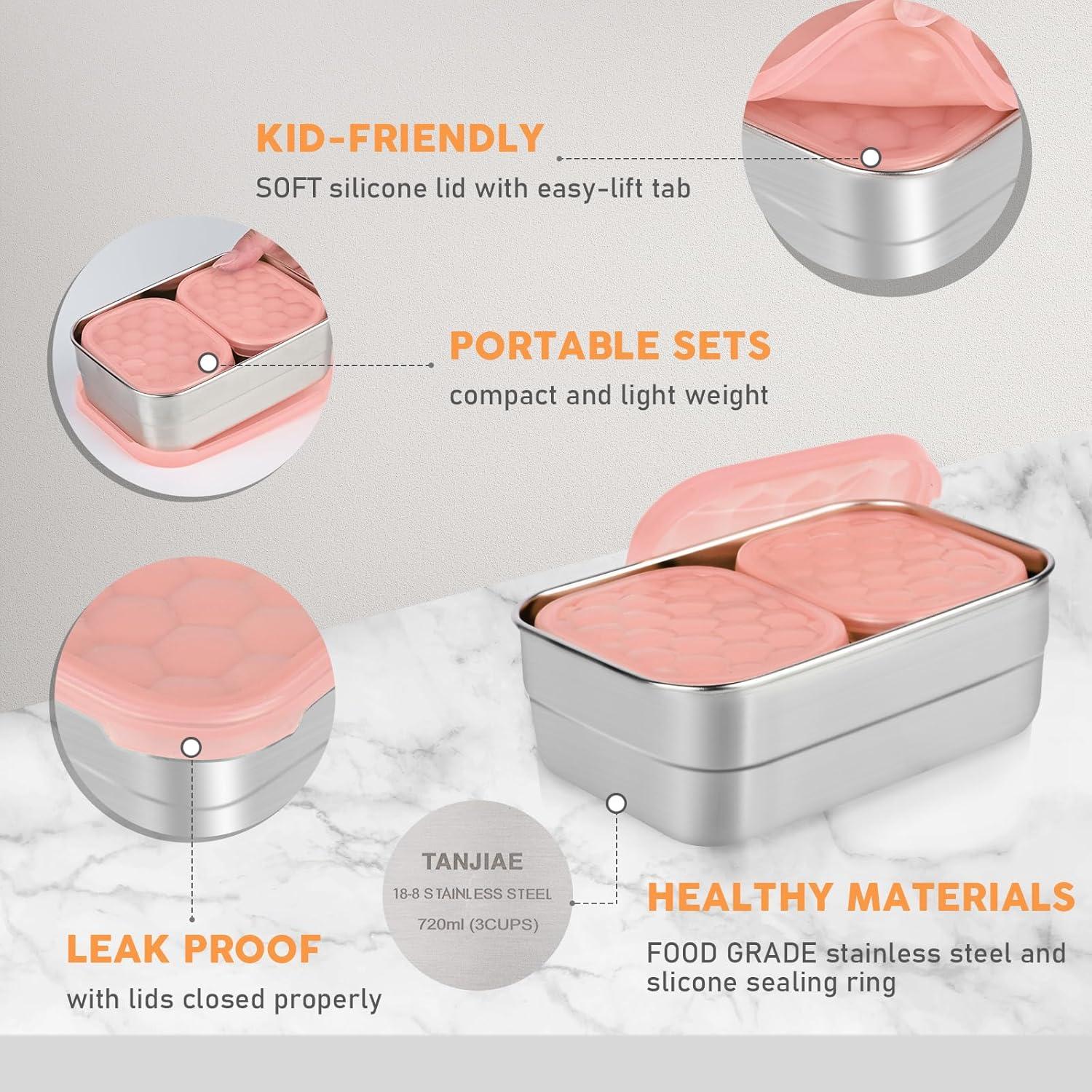 Contenedores de Almuerzo Tanjiae Acero Inoxidable 3 en 1 25oz