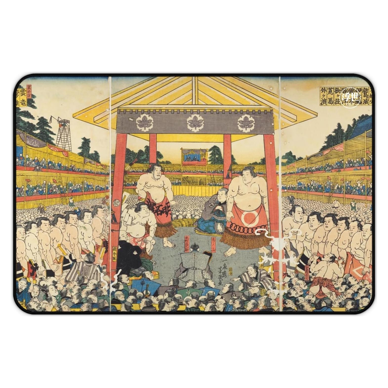 Tapete de Ratón Utagawa Yoshiiku Sumo 30.48x45.72 cm
