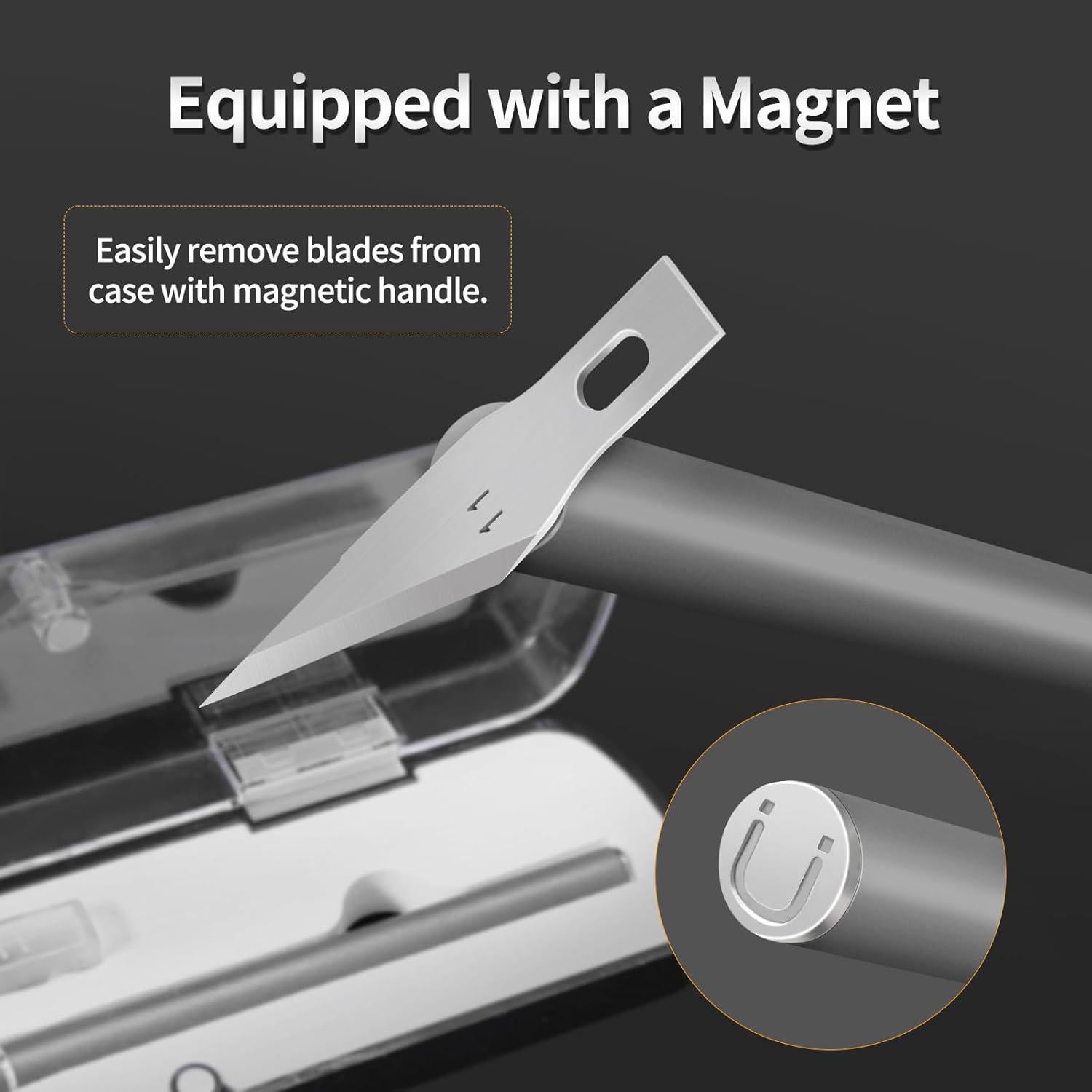 Cuchillo Exacto JIAN con 10 Cuchillas de Precisión Gris