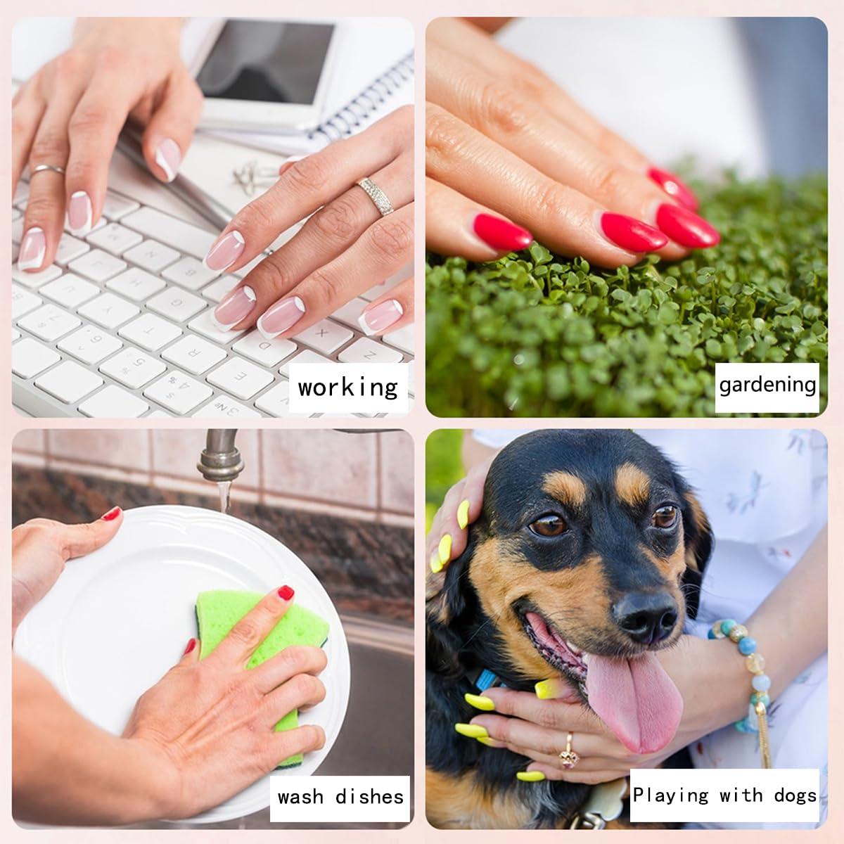 24 Uñas Postizas Almendra Cortas NEWSPIED con Diseño Dorado