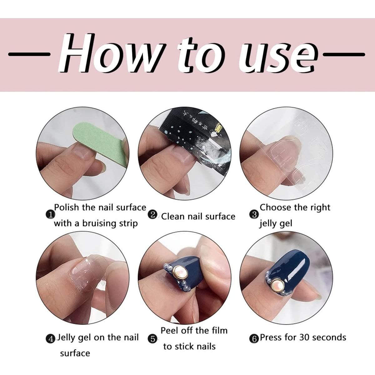 24 Uñas Postizas Almendra Cortas NEWSPIED con Diseño Dorado