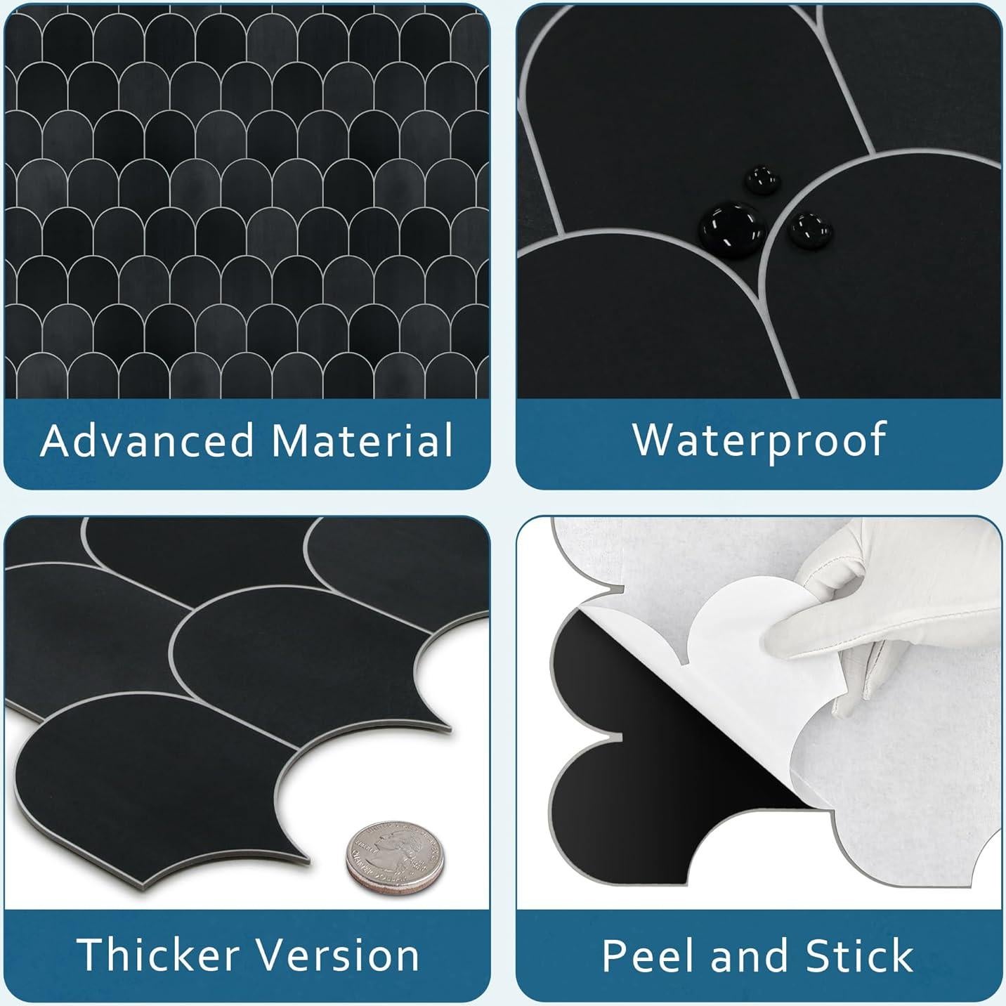 Azulejo Autoadhesivo 3D SUNWINGS Negro 10 Hojas 8.62 m²