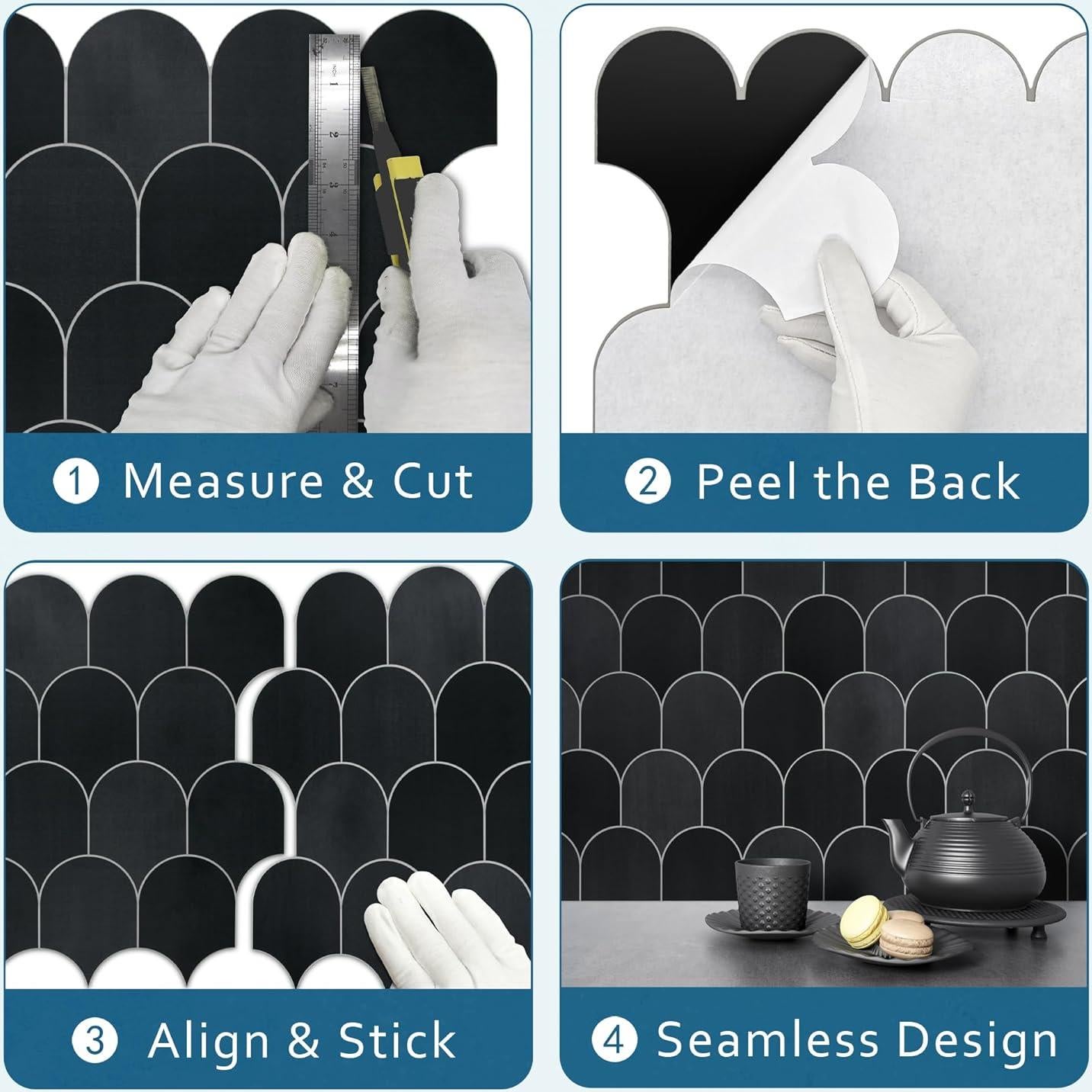 Azulejo Autoadhesivo 3D SUNWINGS Negro 10 Hojas 8.62 m²