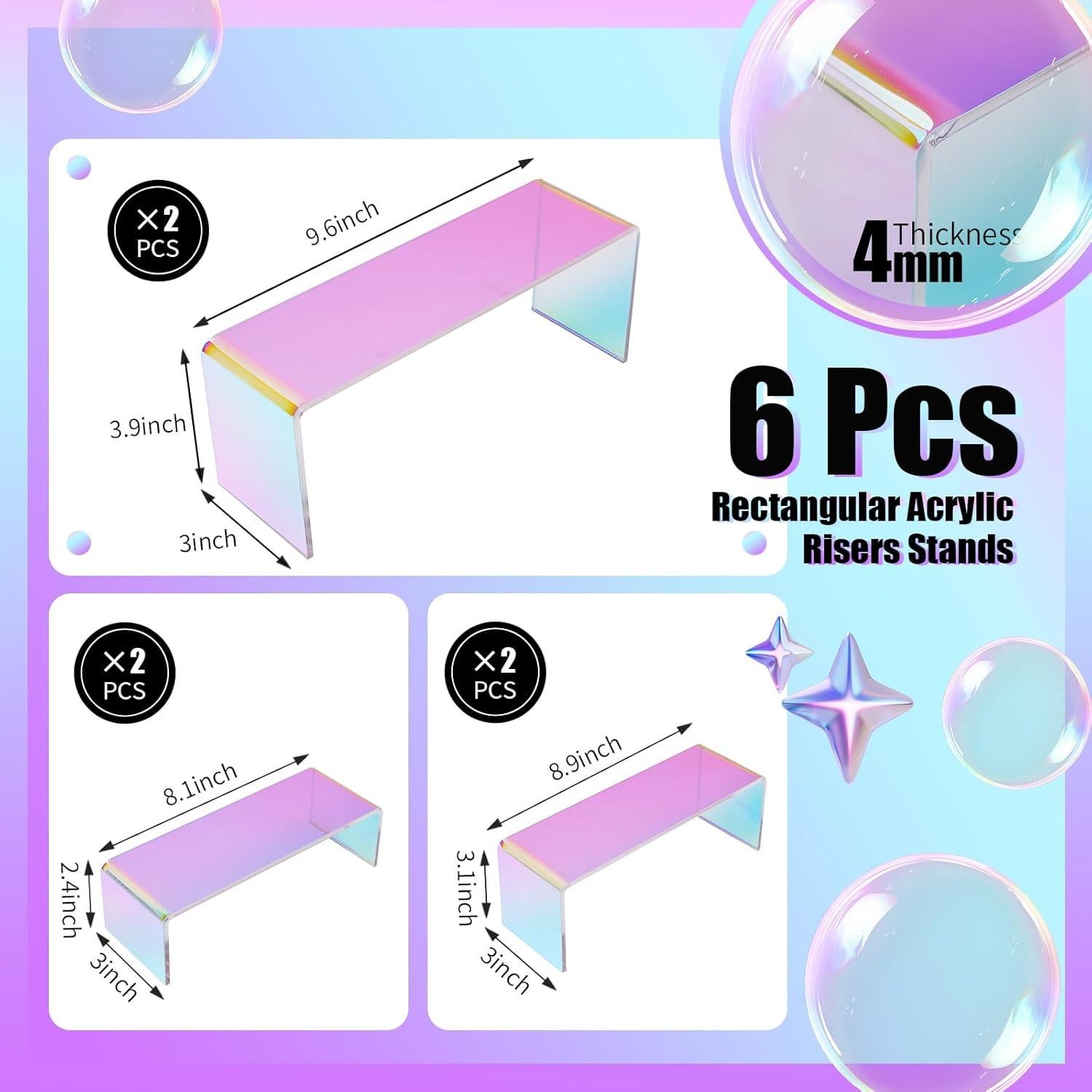 Soportes de Exhibición Acrílico Iridiscente SHUNKAIZS - 6 Piezas