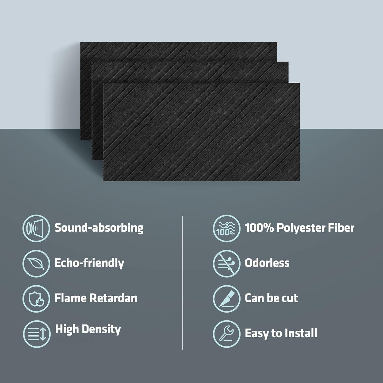 Paquete de 6 Paneles Acústicos Aislantes DrKlang 120x60 cm Negro