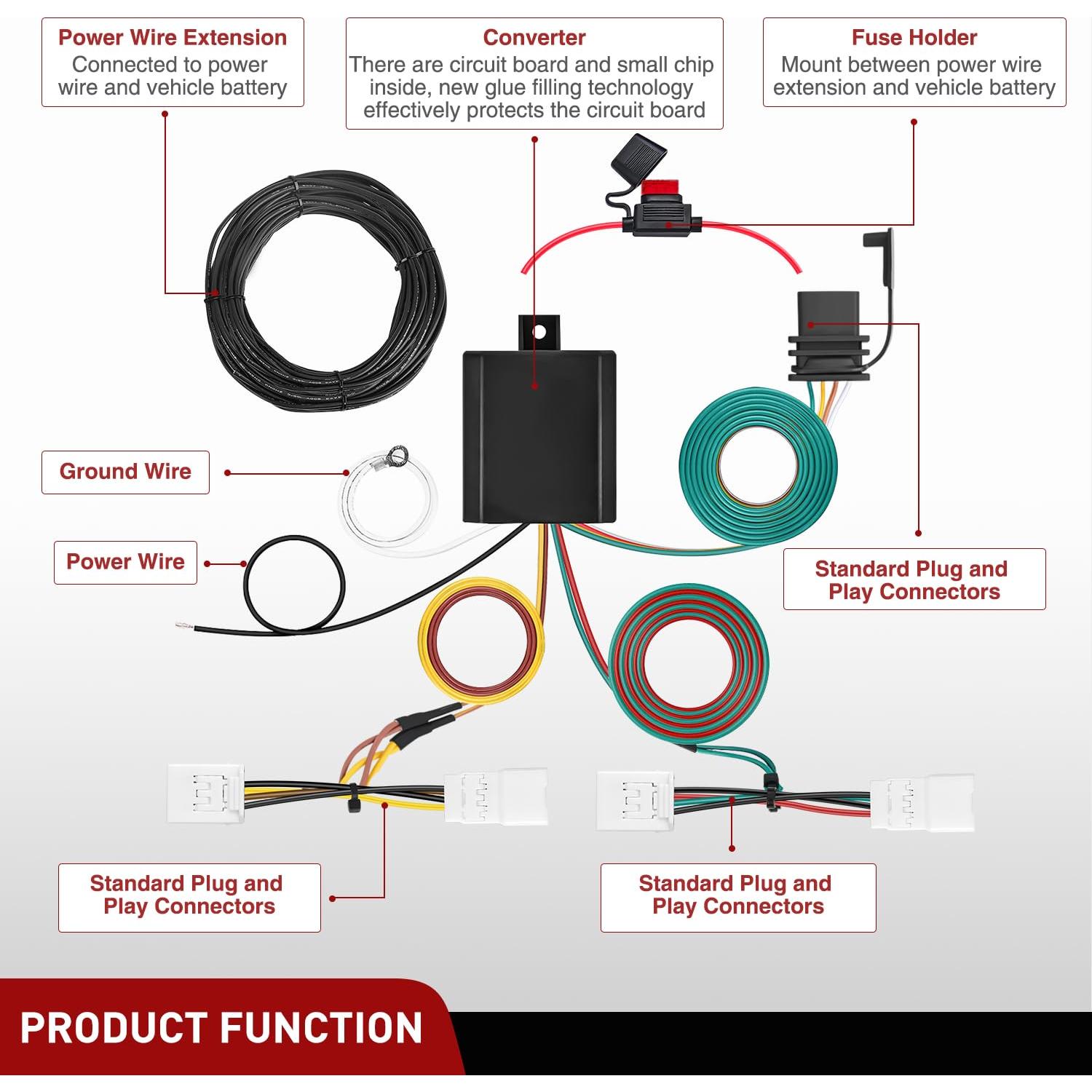 Kit de Arnés de Cableado para Remolque Nilight 4 Pines Toyota RAV4 2006-2012