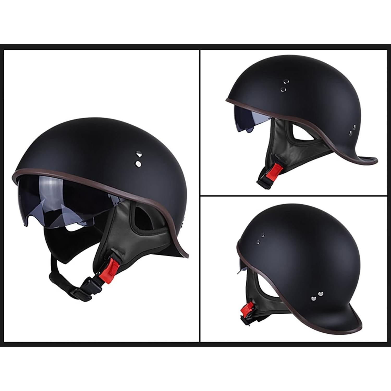 Casco Retro FVCNGP Modelo 285928 Negro Brillante Mediano