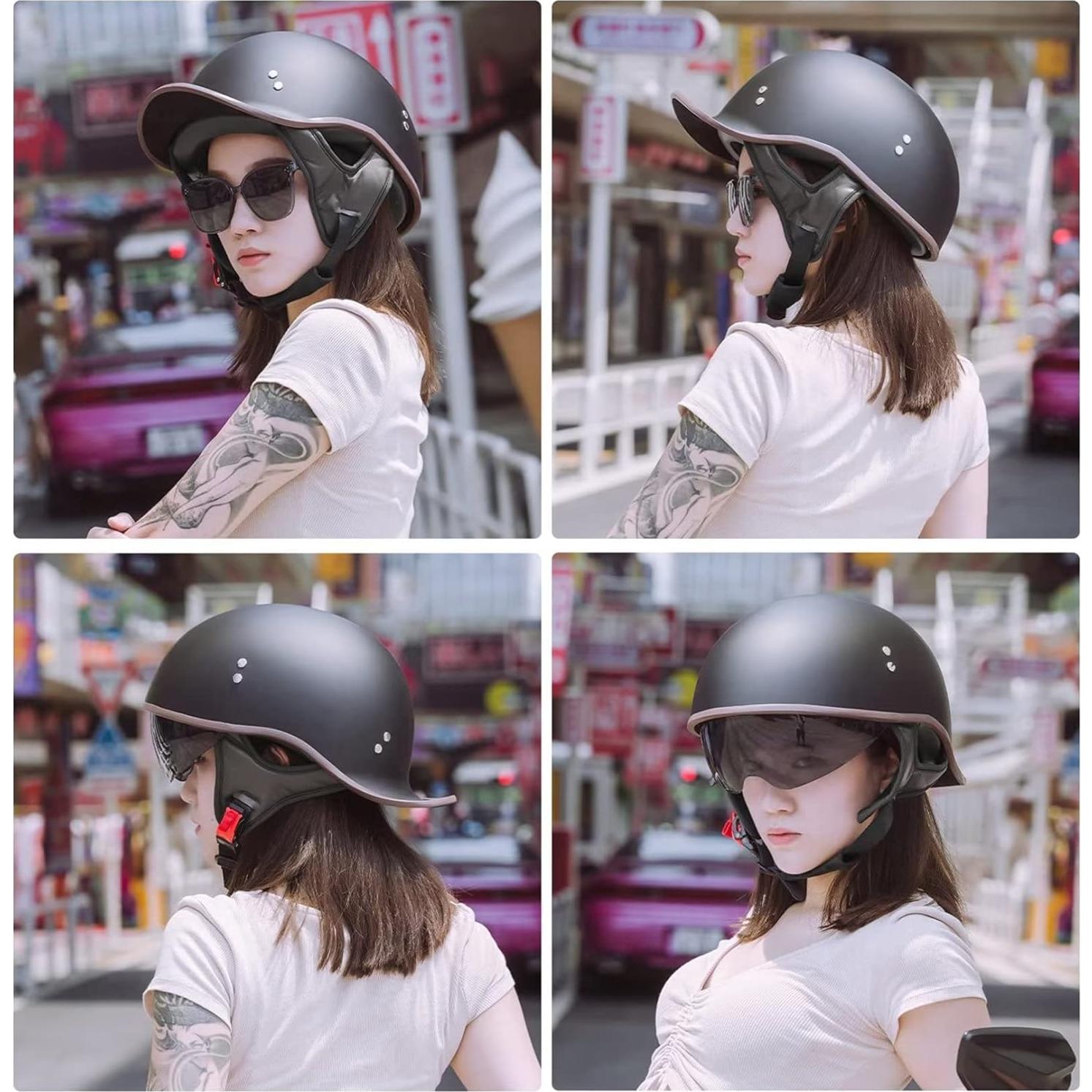 Casco Retro FVCNGP Modelo 285928 Negro Brillante Mediano