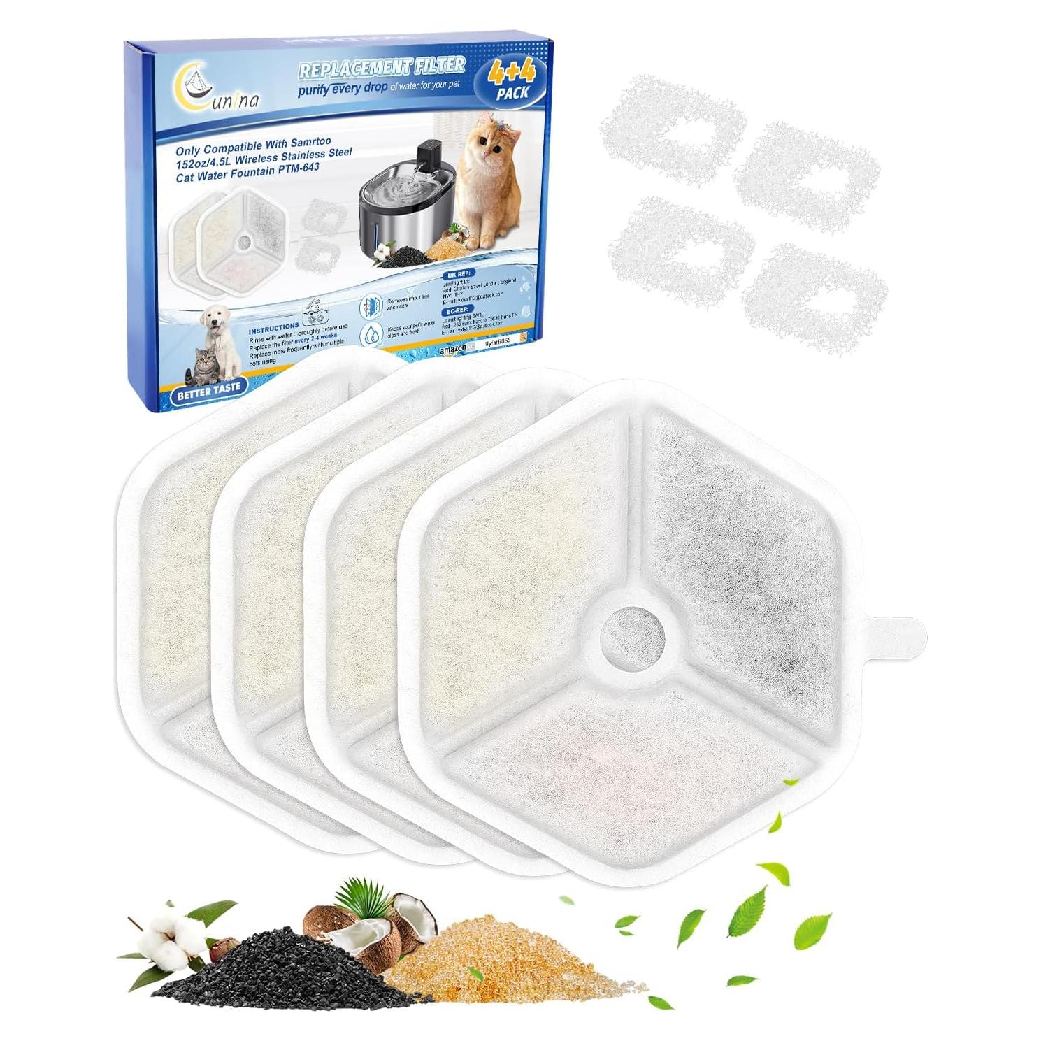 Filtro de agua para gatos Cunina 4 filtros + 4 esponjas