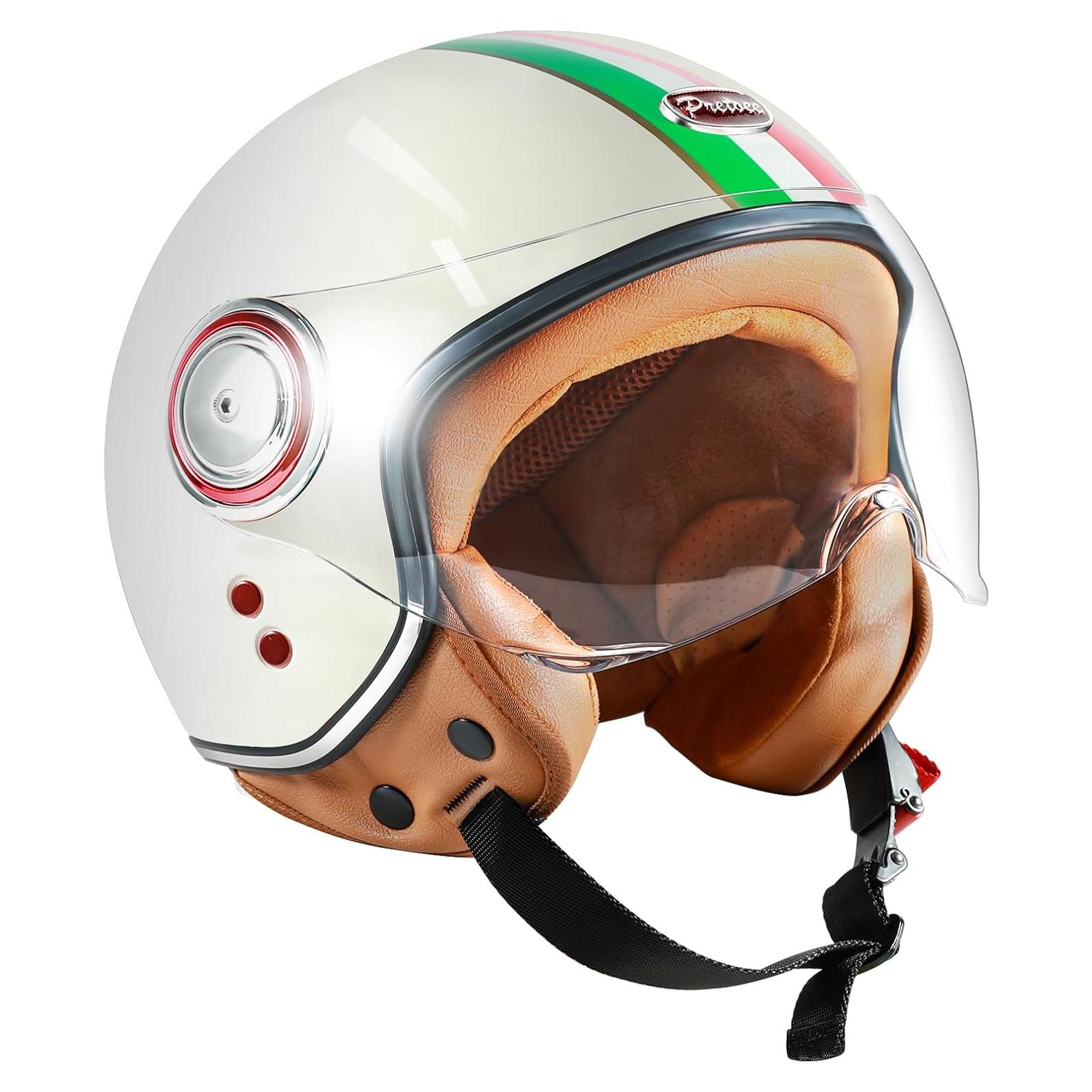 Casco de Moto Vintage Pretoee PT-AIR 02 M-XL Blanco