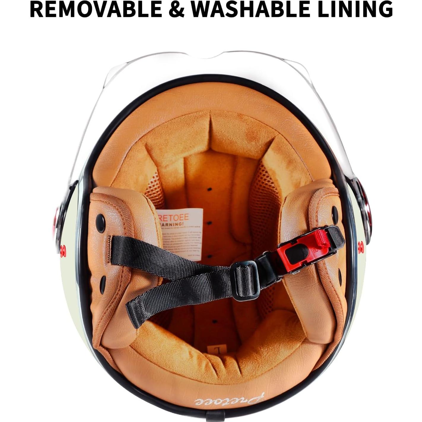 Casco de Moto Vintage Pretoee PT-AIR 02 M-XL Blanco