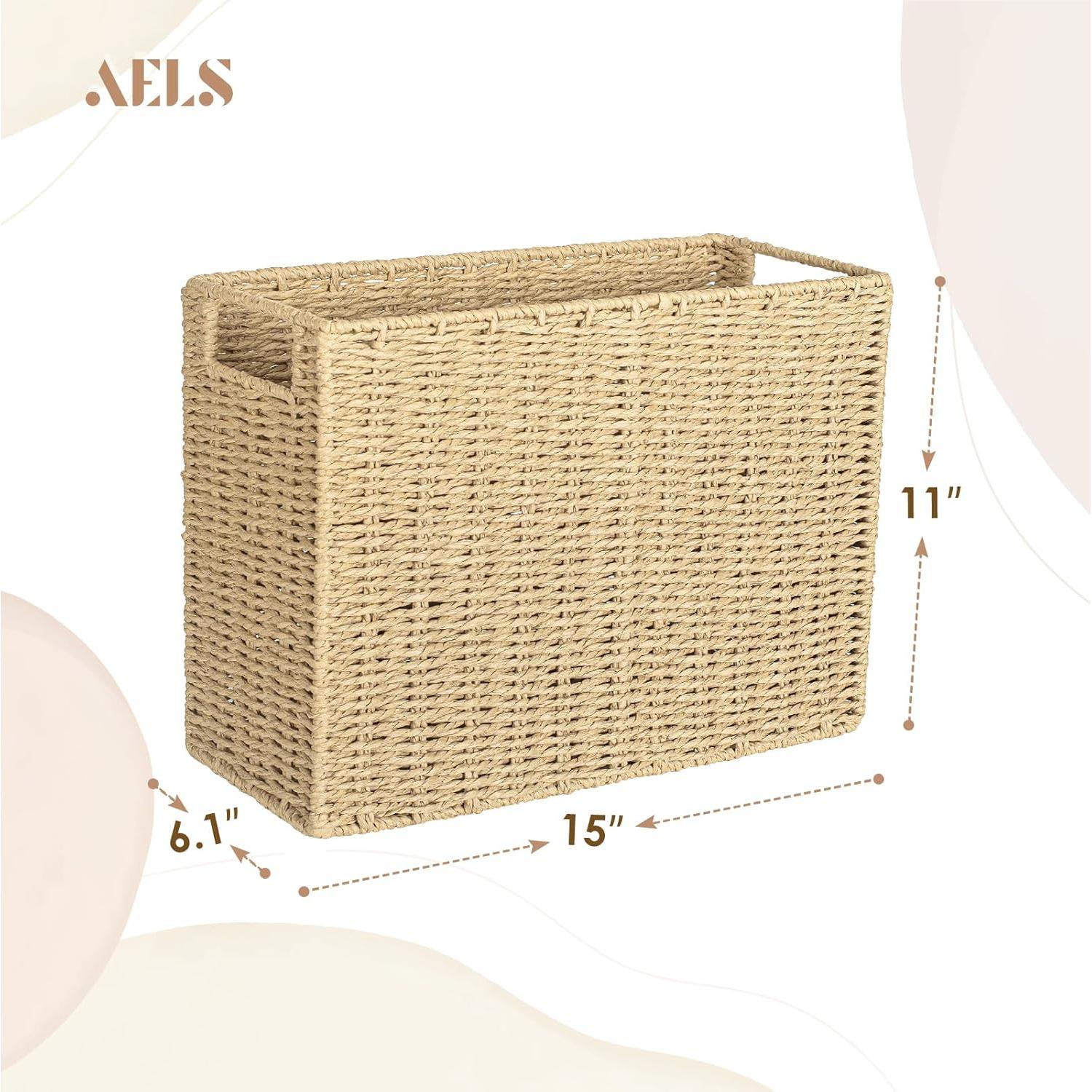 Soporte de Revistas AELS Beige, Cesta de Almacenamiento Natural