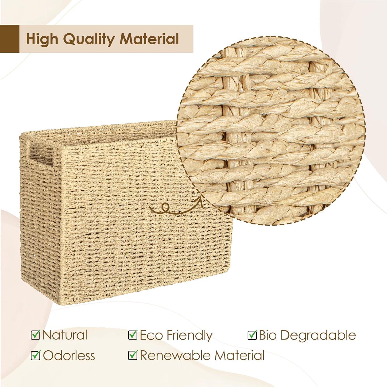 Soporte de Revistas AELS Beige, Cesta de Almacenamiento Natural