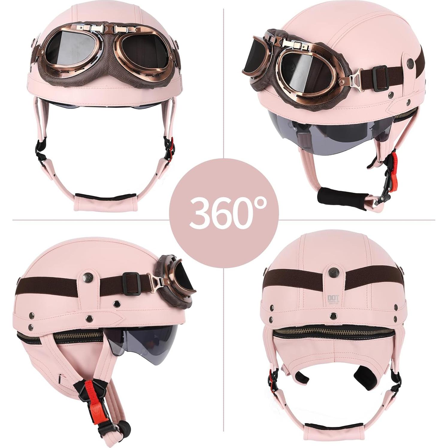 Casco de motocicleta ZGMZLBBD Retro Negro S 55-56cm