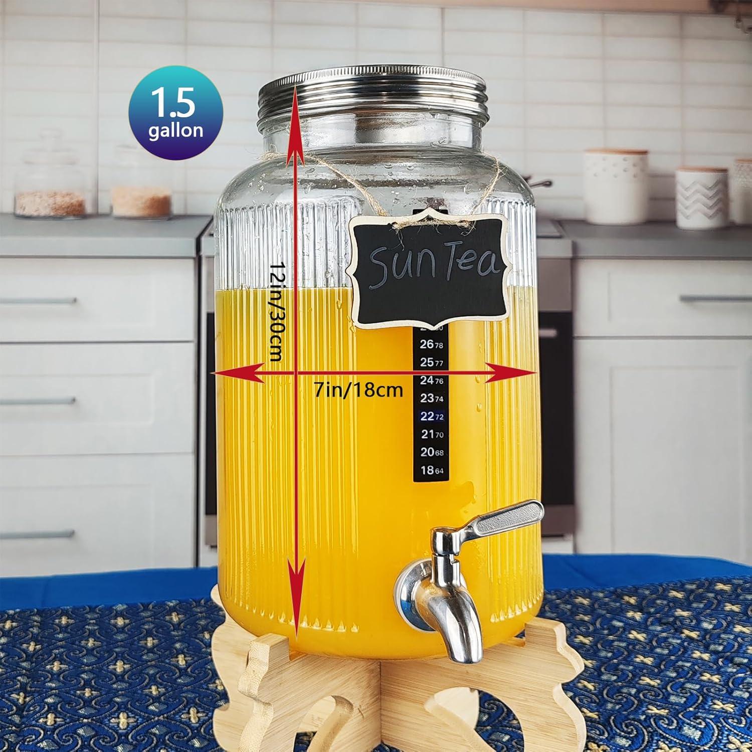 Dispensador de Bebidas de Vidrio 5.5L Mapeoes con Grifo Inoxidable