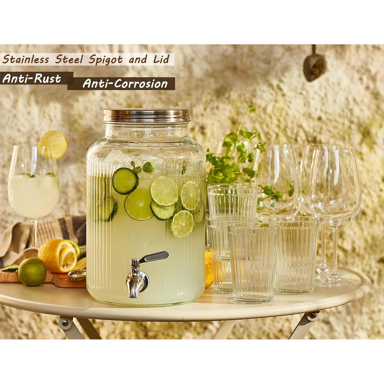 Dispensador de Bebidas de Vidrio 5.5L Mapeoes con Grifo Inoxidable