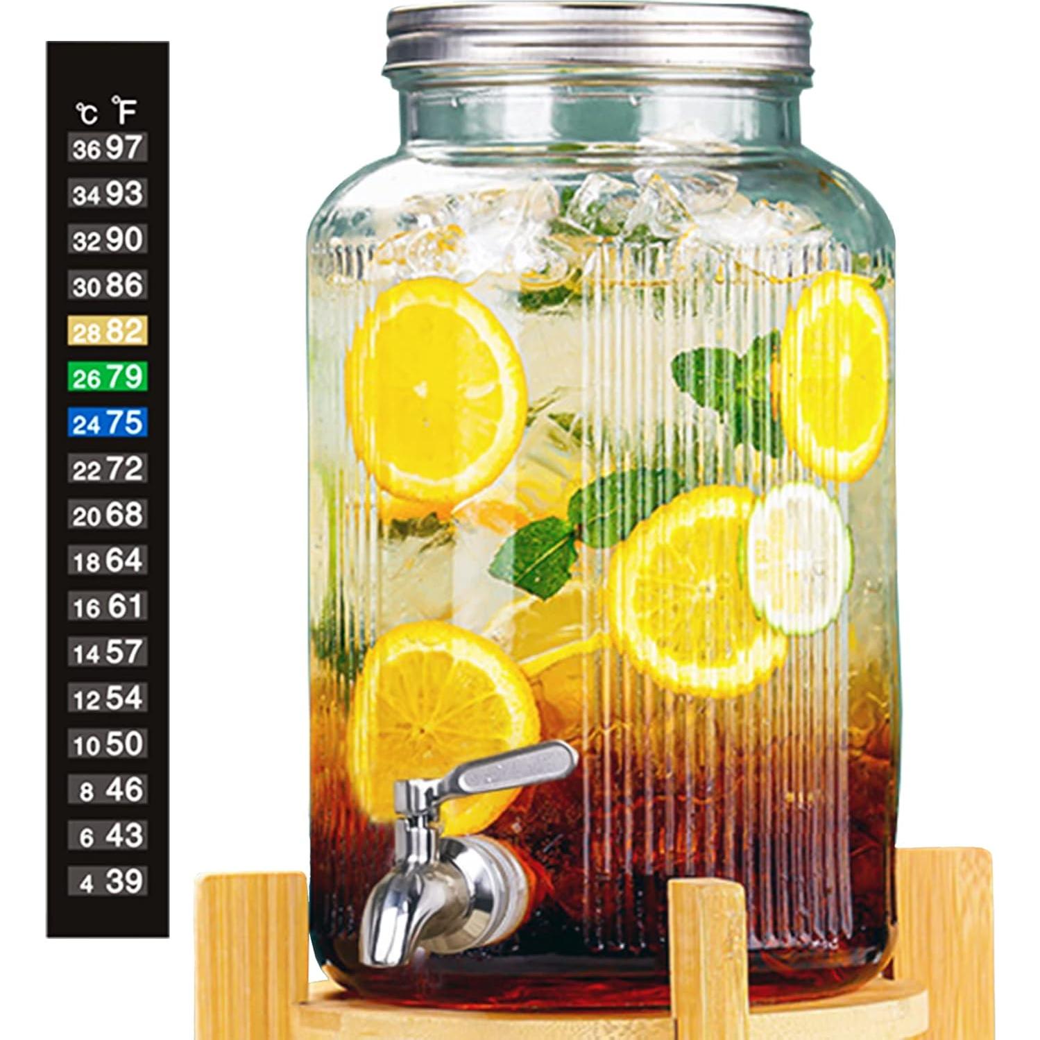 Dispensador de Bebidas de Vidrio 5.5L Mapeoes con Grifo Inoxidable