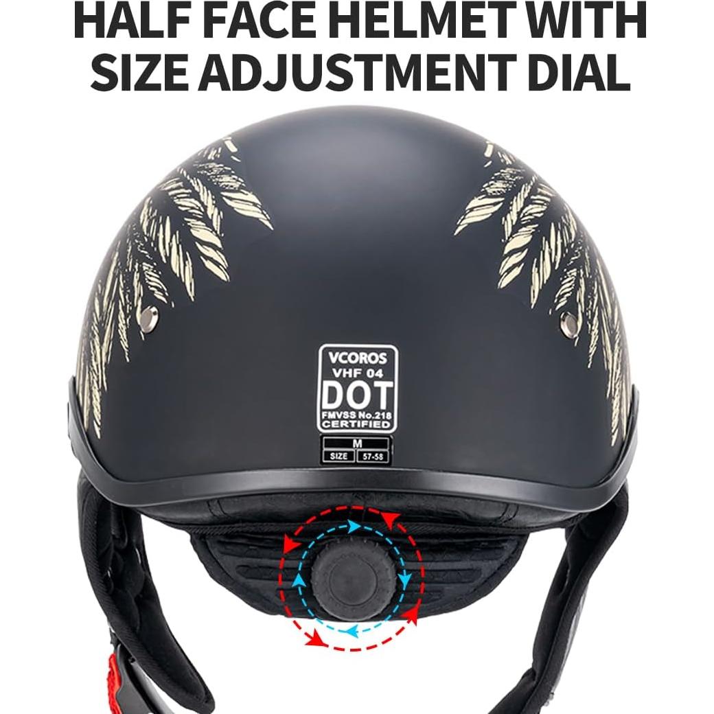 Casco VHF04 VCOROS para Motocicleta Ajustable DOT Matte Indian