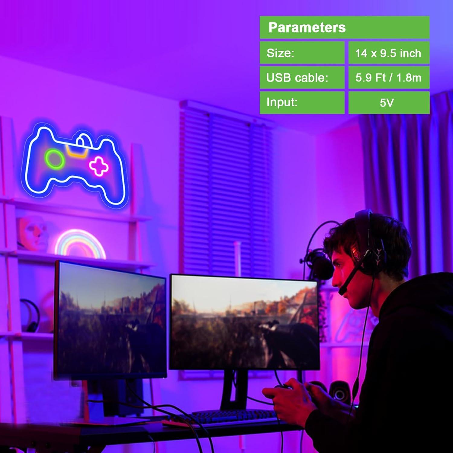 Luz de Neón LED KENFARI Controlador de Juego 36x24 cm