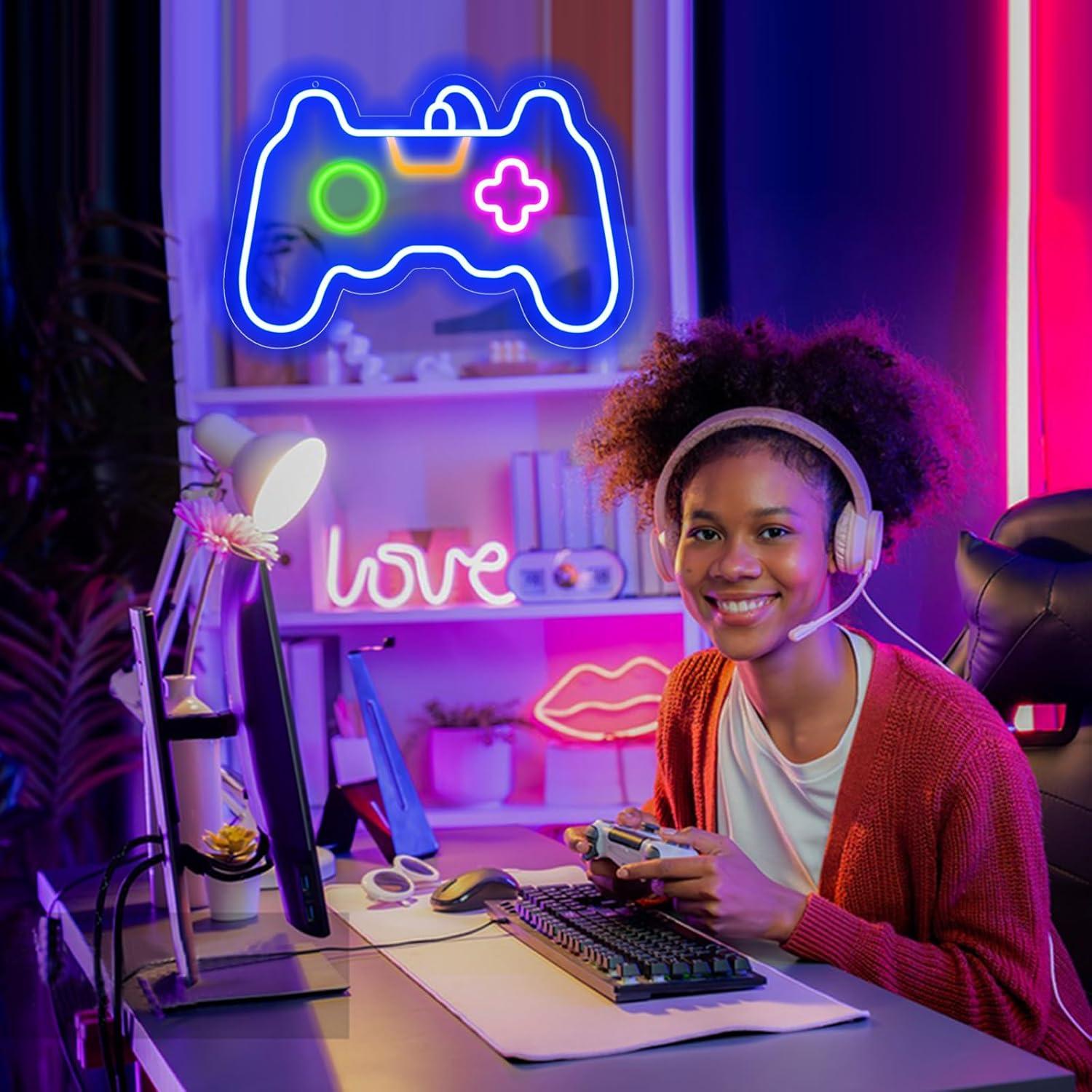 Luz de Neón LED KENFARI Controlador de Juego 36x24 cm