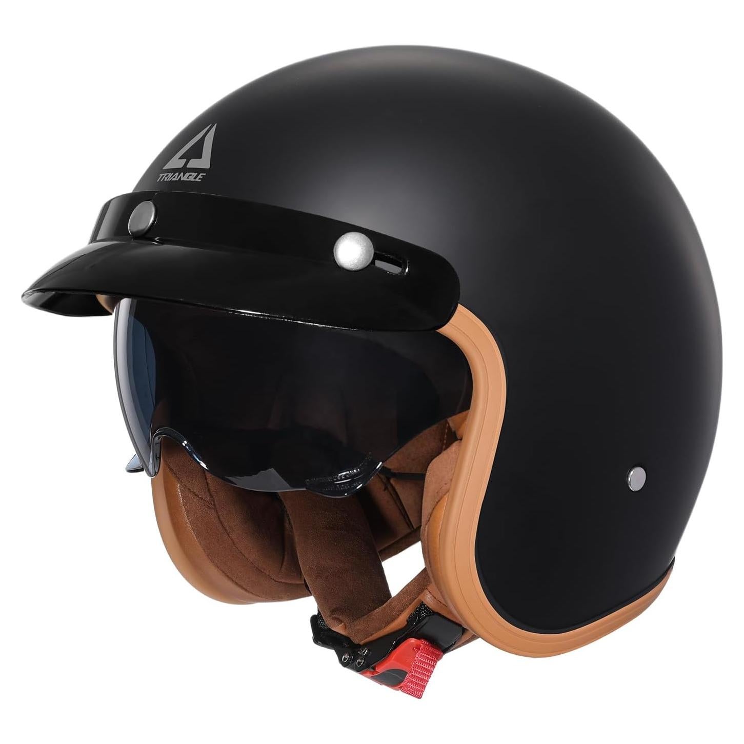 Casco de Moto TRIANGLE B206 Retro Abierto Negro Mate L