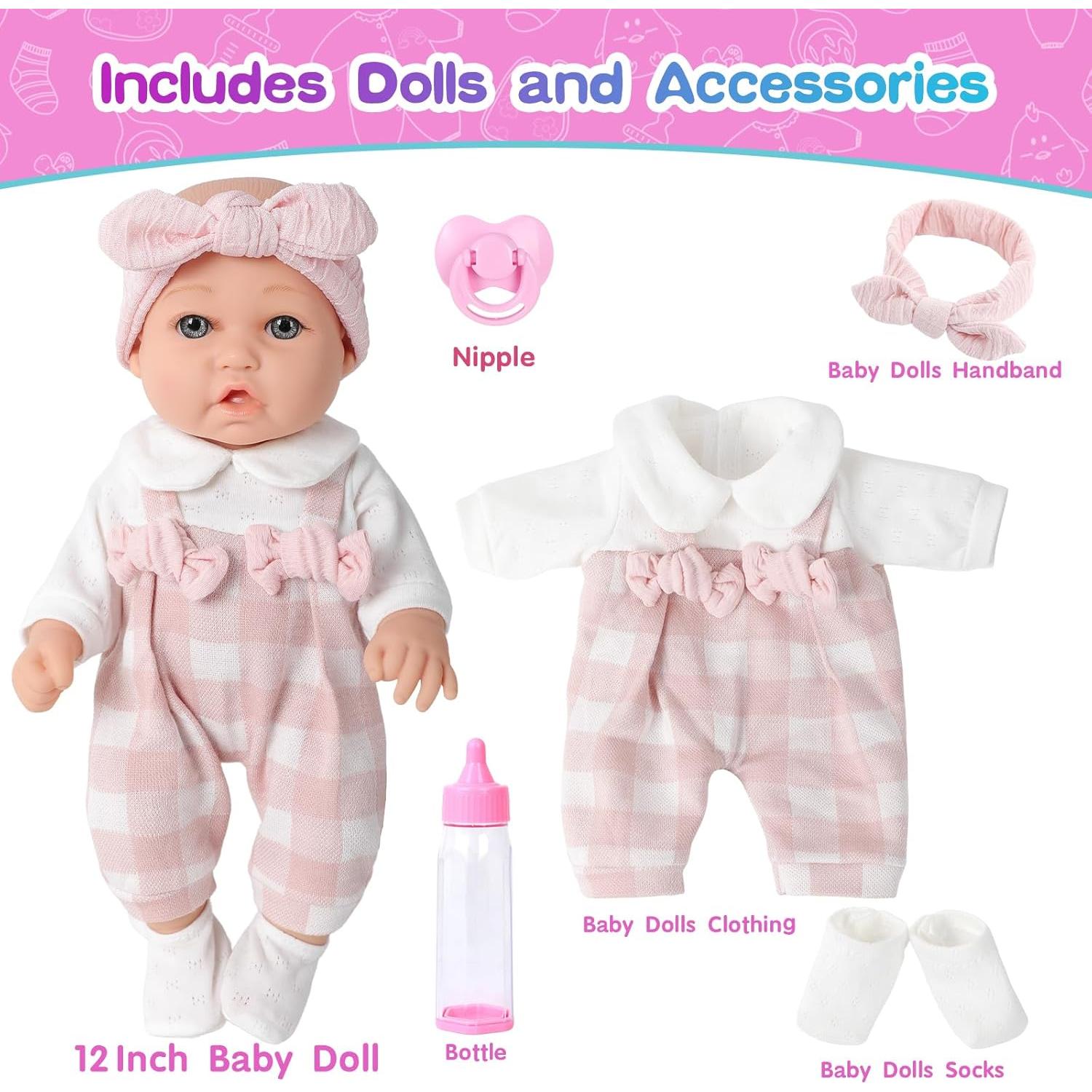 Muñeca de Bebé BDDOLL 30 cm con Ropa y Accesorios