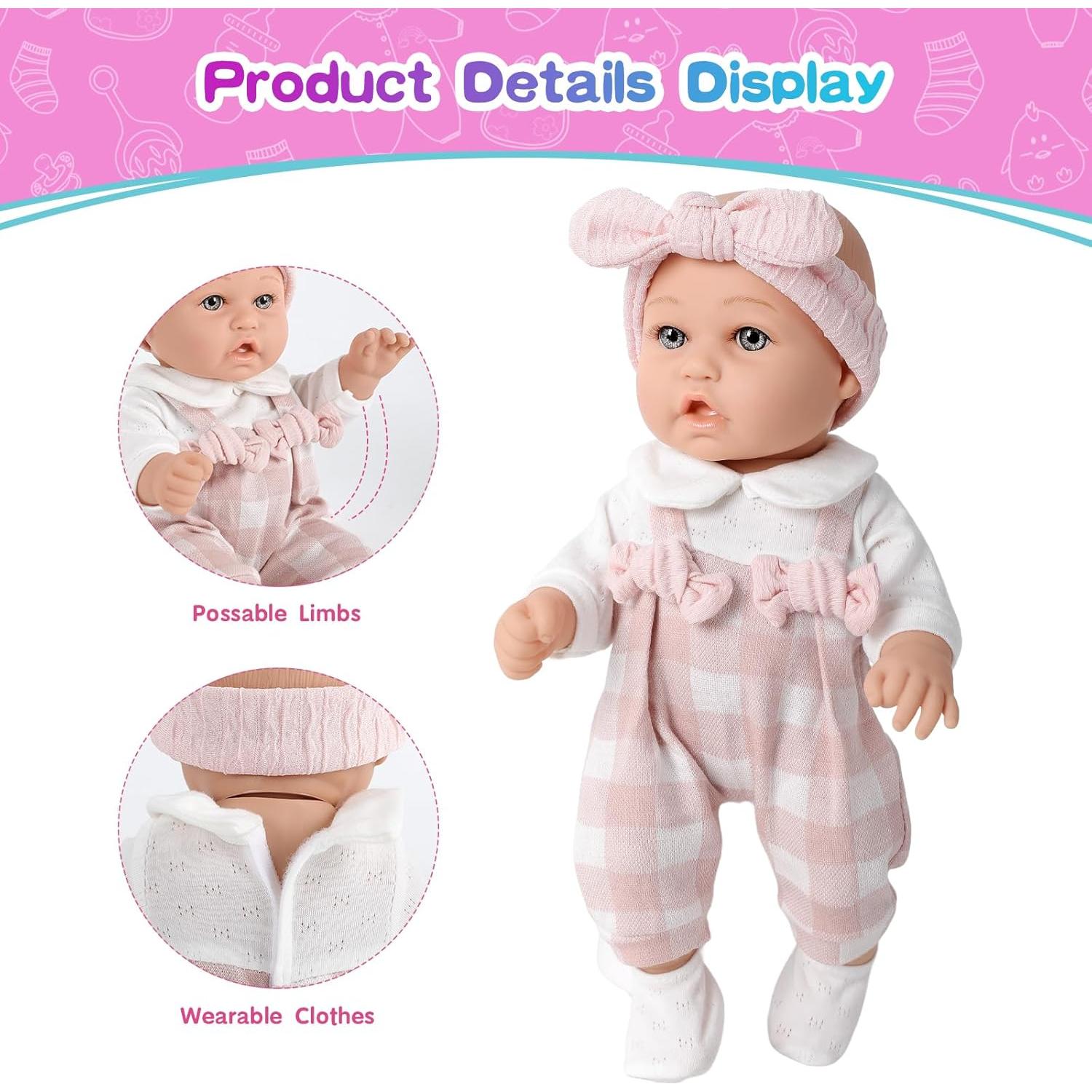Muñeca de Bebé BDDOLL 30 cm con Ropa y Accesorios