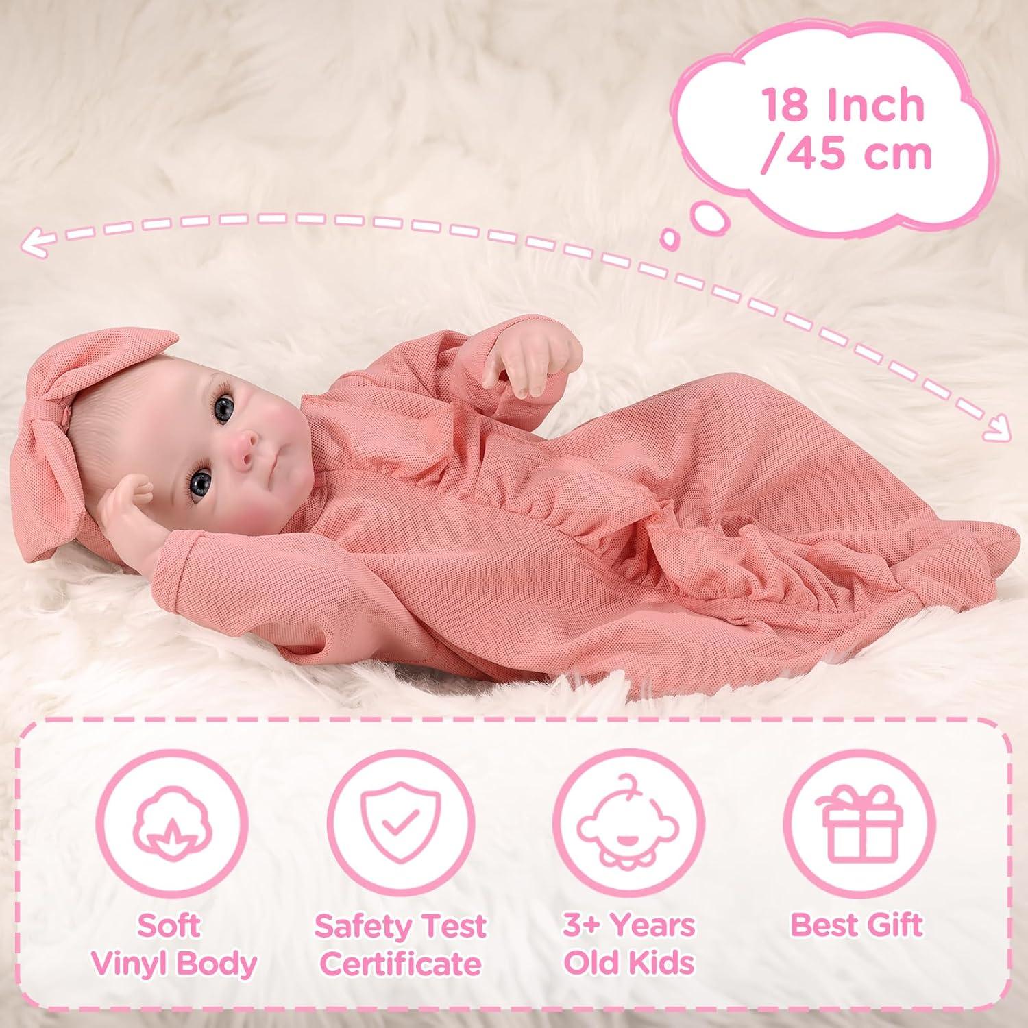 Muñeca Reborn GAGAKU 45.72 cm Realista con Accesorios