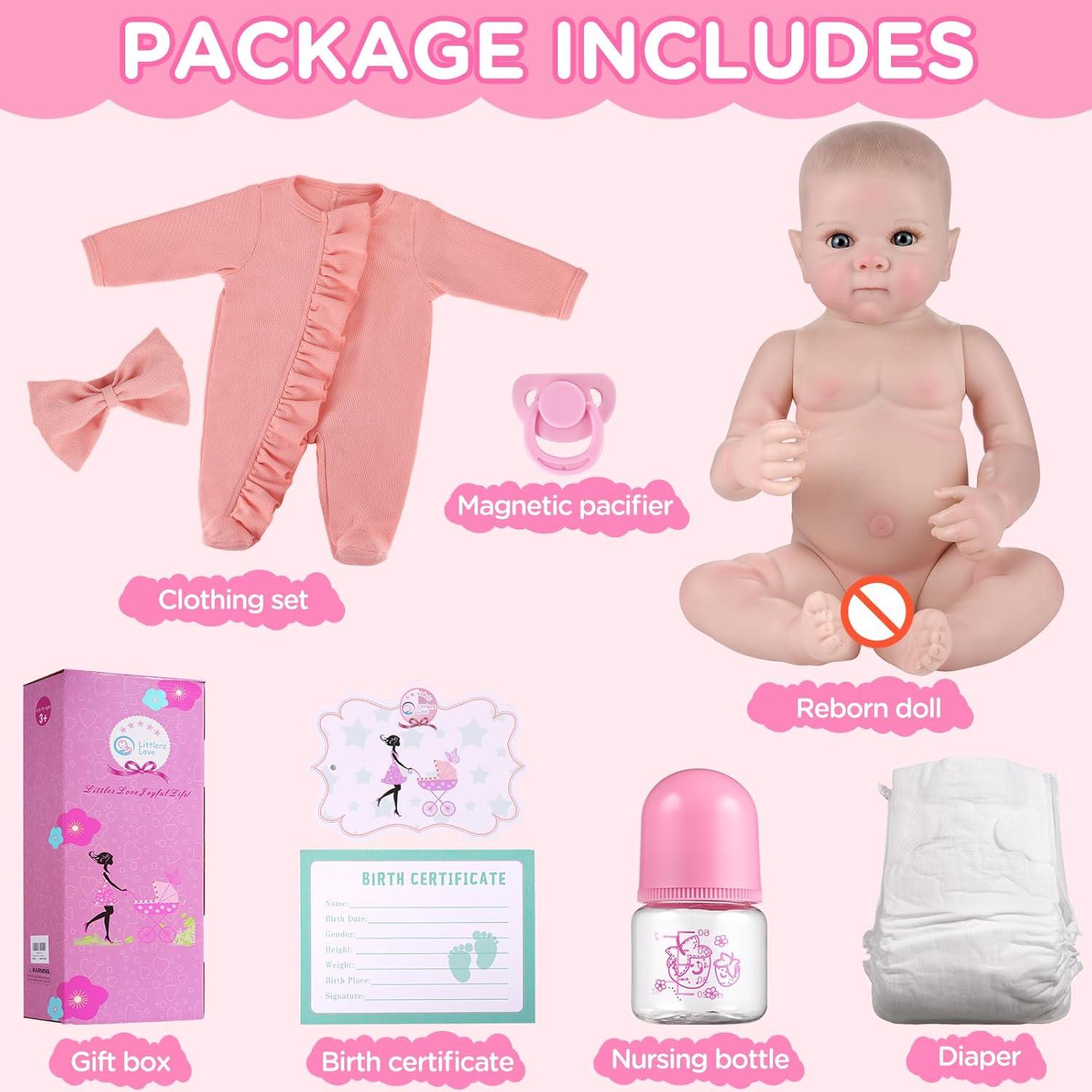 Muñeca Reborn GAGAKU 45.72 cm Realista con Accesorios