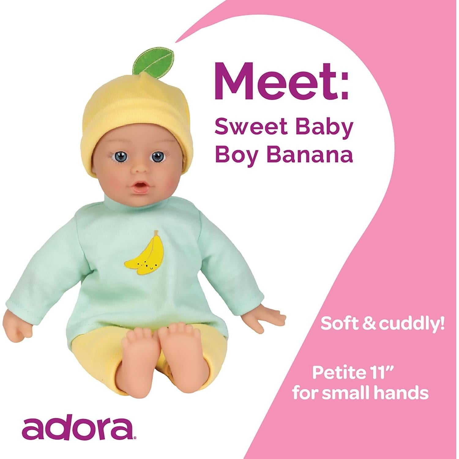 Muñeca de Bebé Suave Adora Sweet Baby 27.94 cm Banana