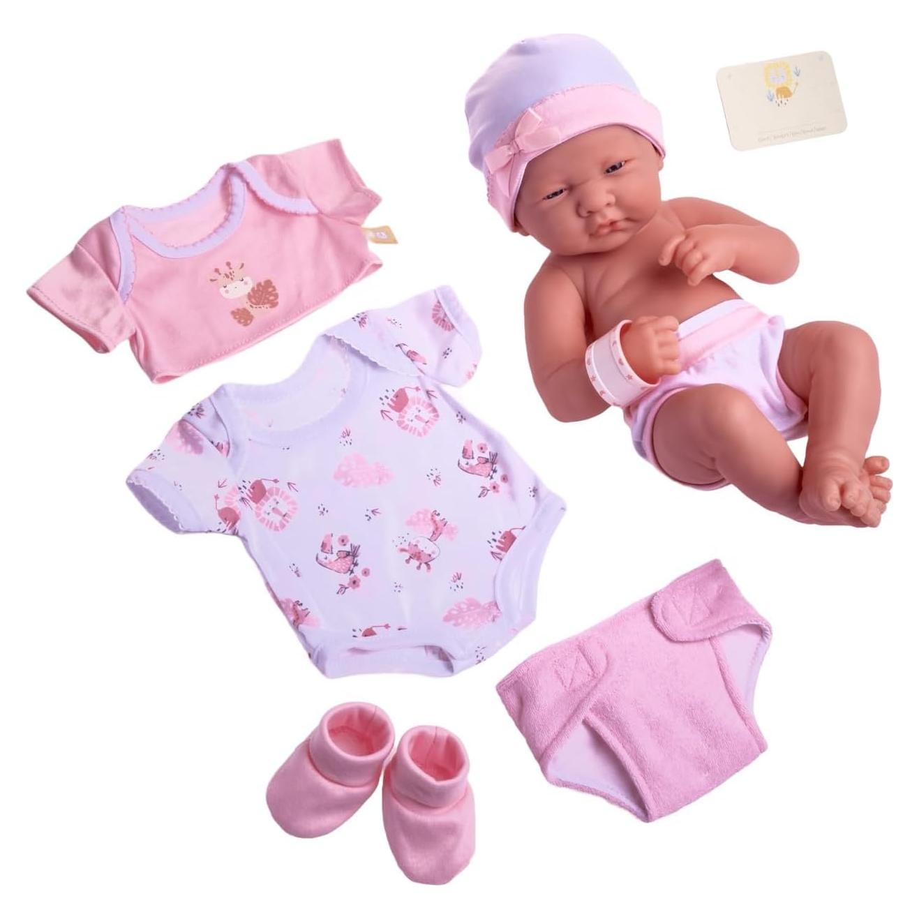 Muñeca bebé realista 35.56 cm con accesorios | JC Toys