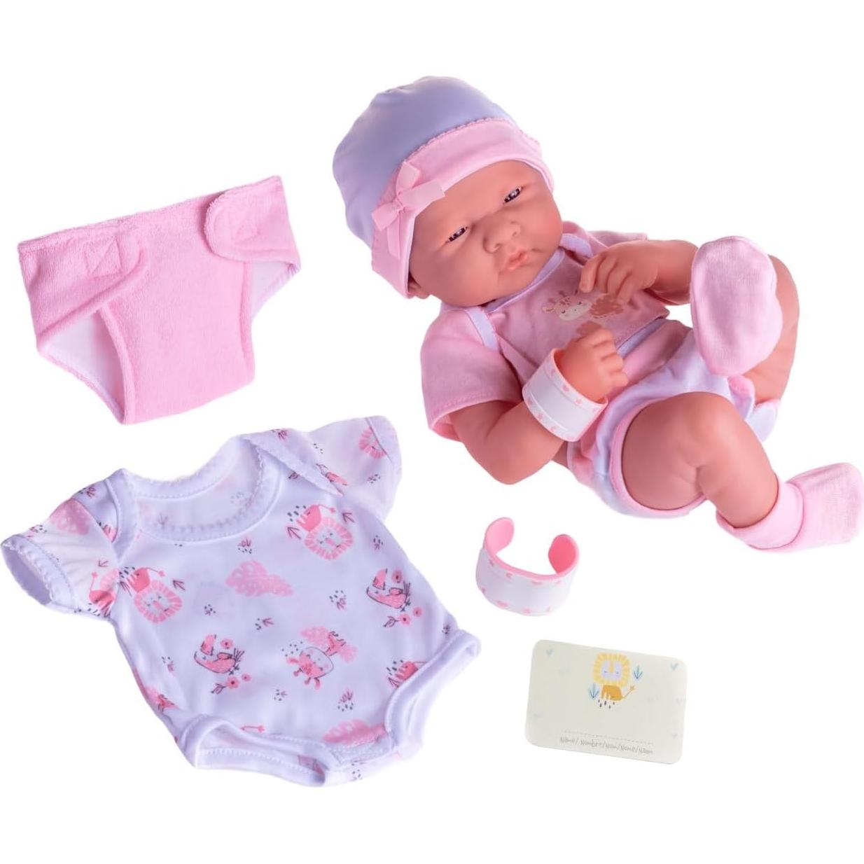 Muñeca bebé realista 35.56 cm con accesorios | JC Toys