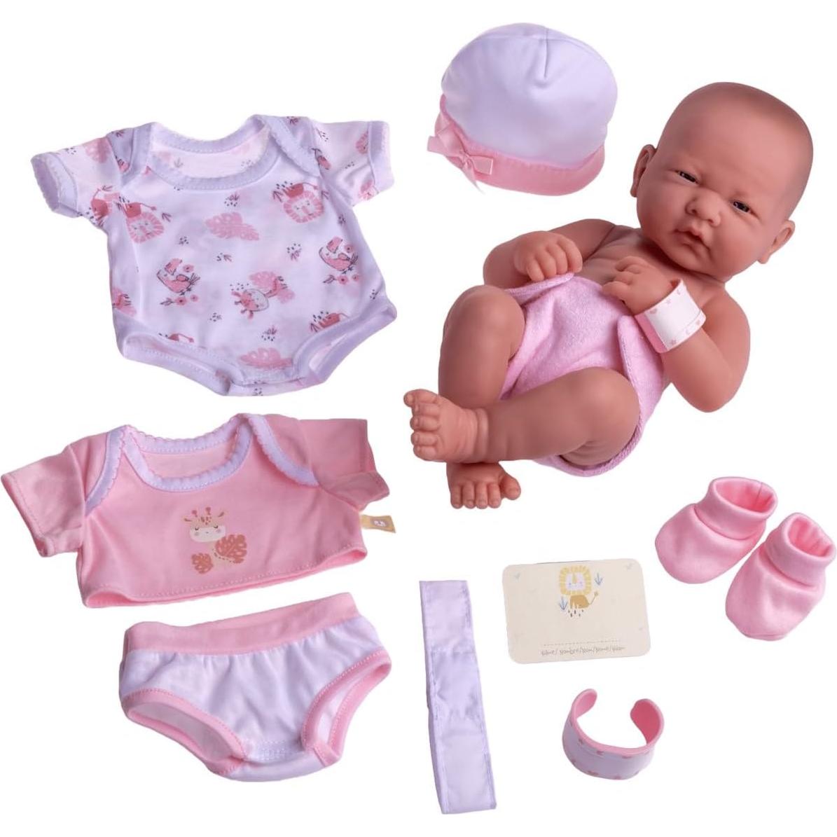 Muñeca bebé realista 35.56 cm con accesorios | JC Toys